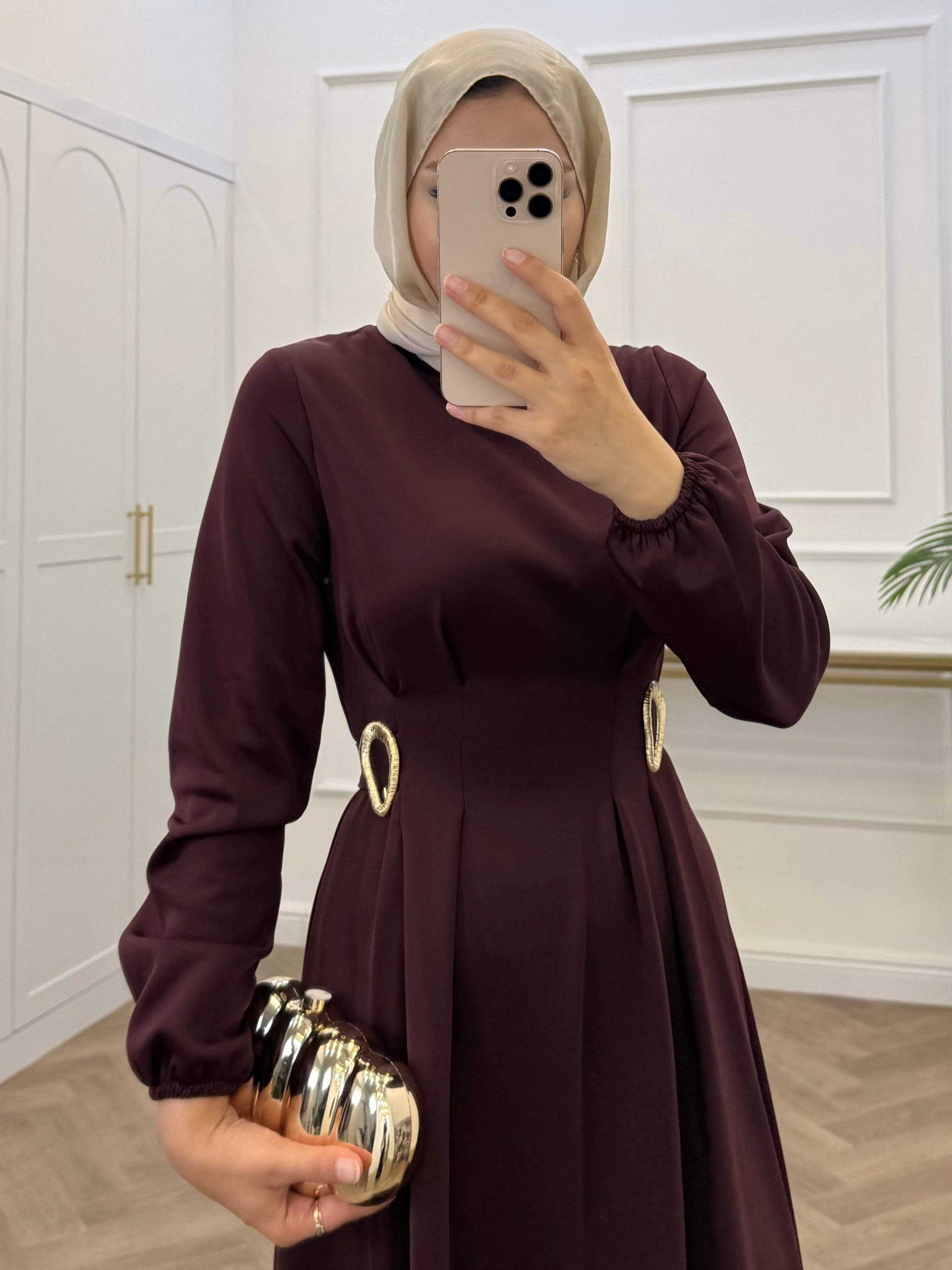 YUSRA SCUBA ELBİSE BORDO