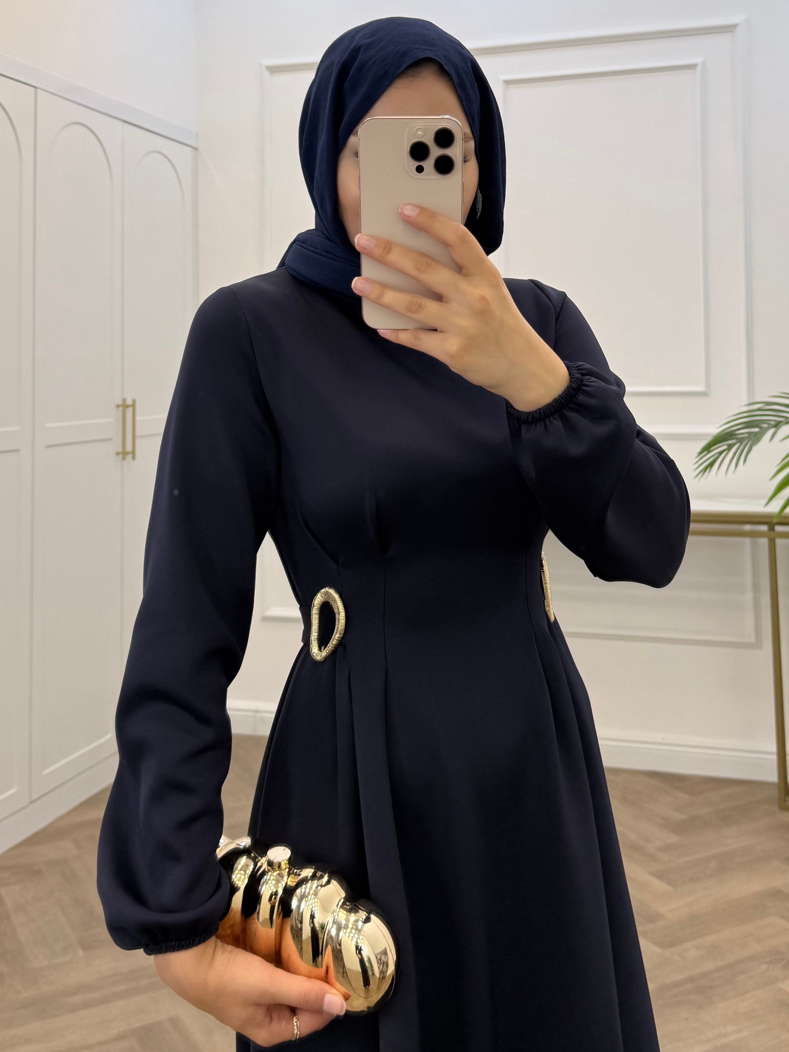 YUSRA SCUBA ELBİSE LACİVERT
