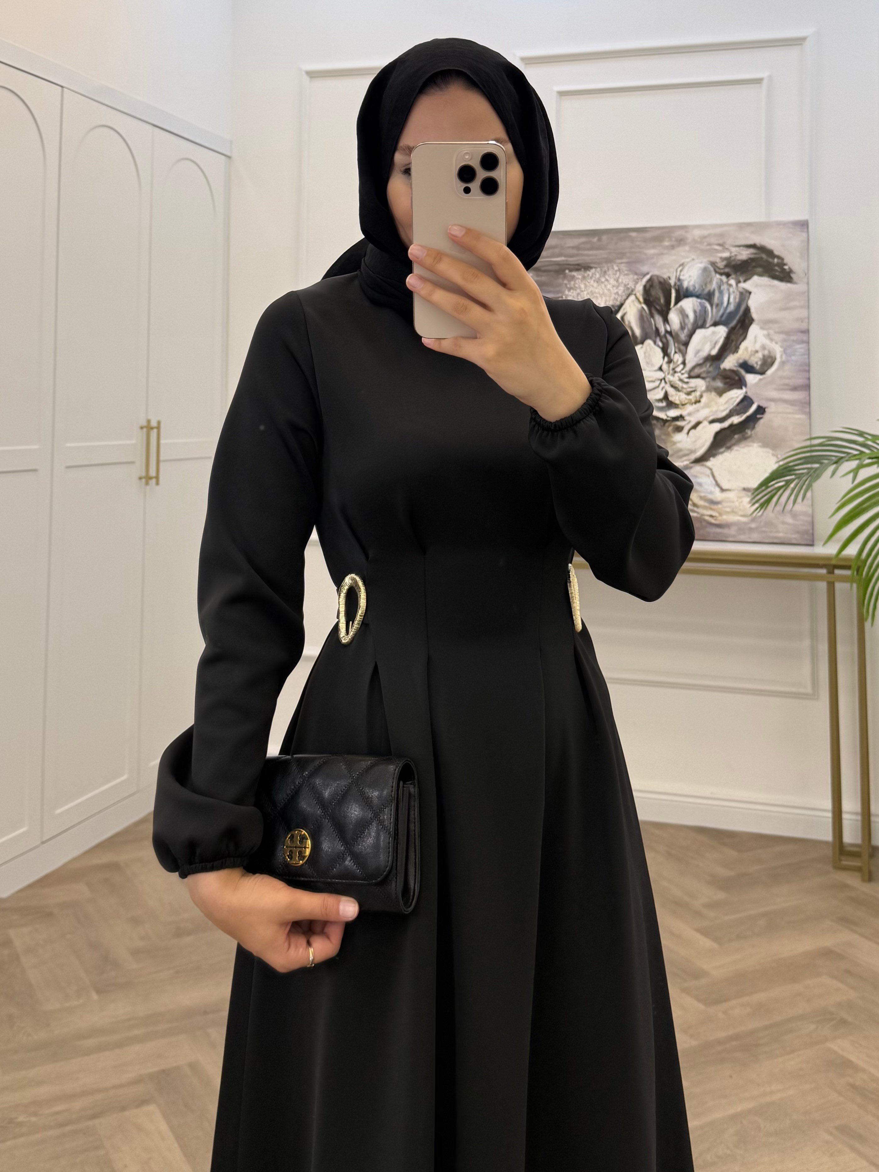 YUSRA SCUBA ELBİSE SİYAH
