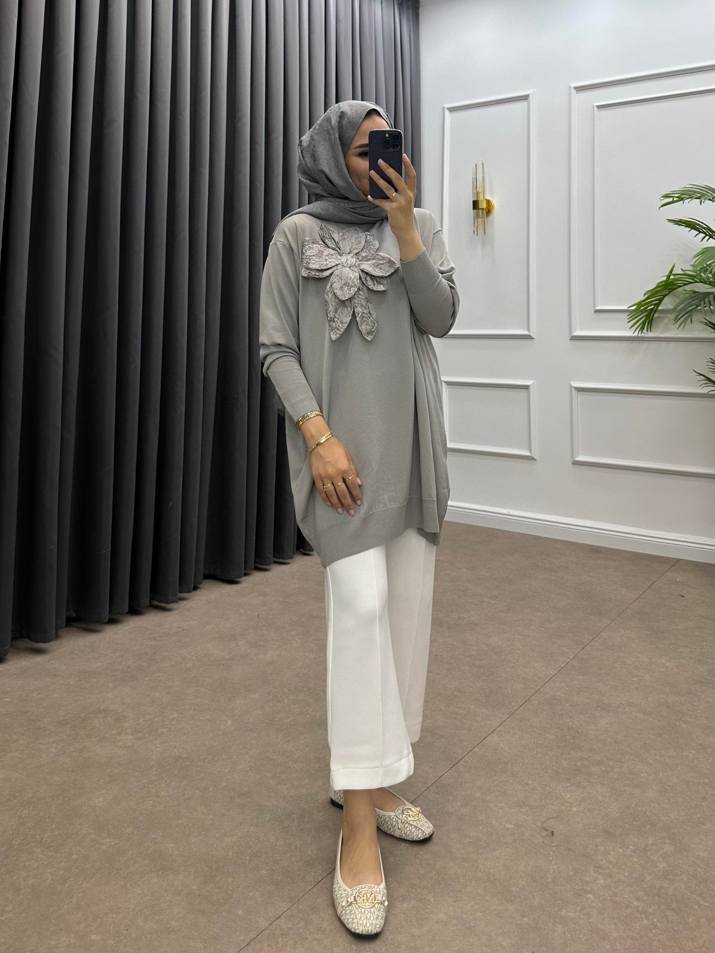 ZAMBAK MERSERİZE TUNİK GRİ