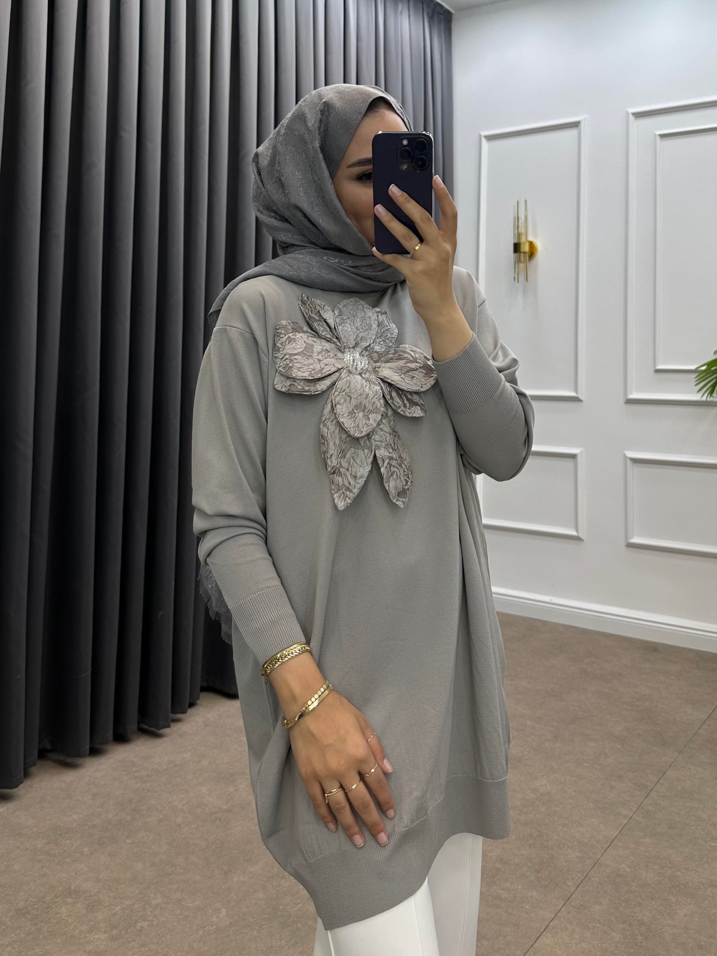 ZAMBAK MERSERİZE TUNİK GRİ