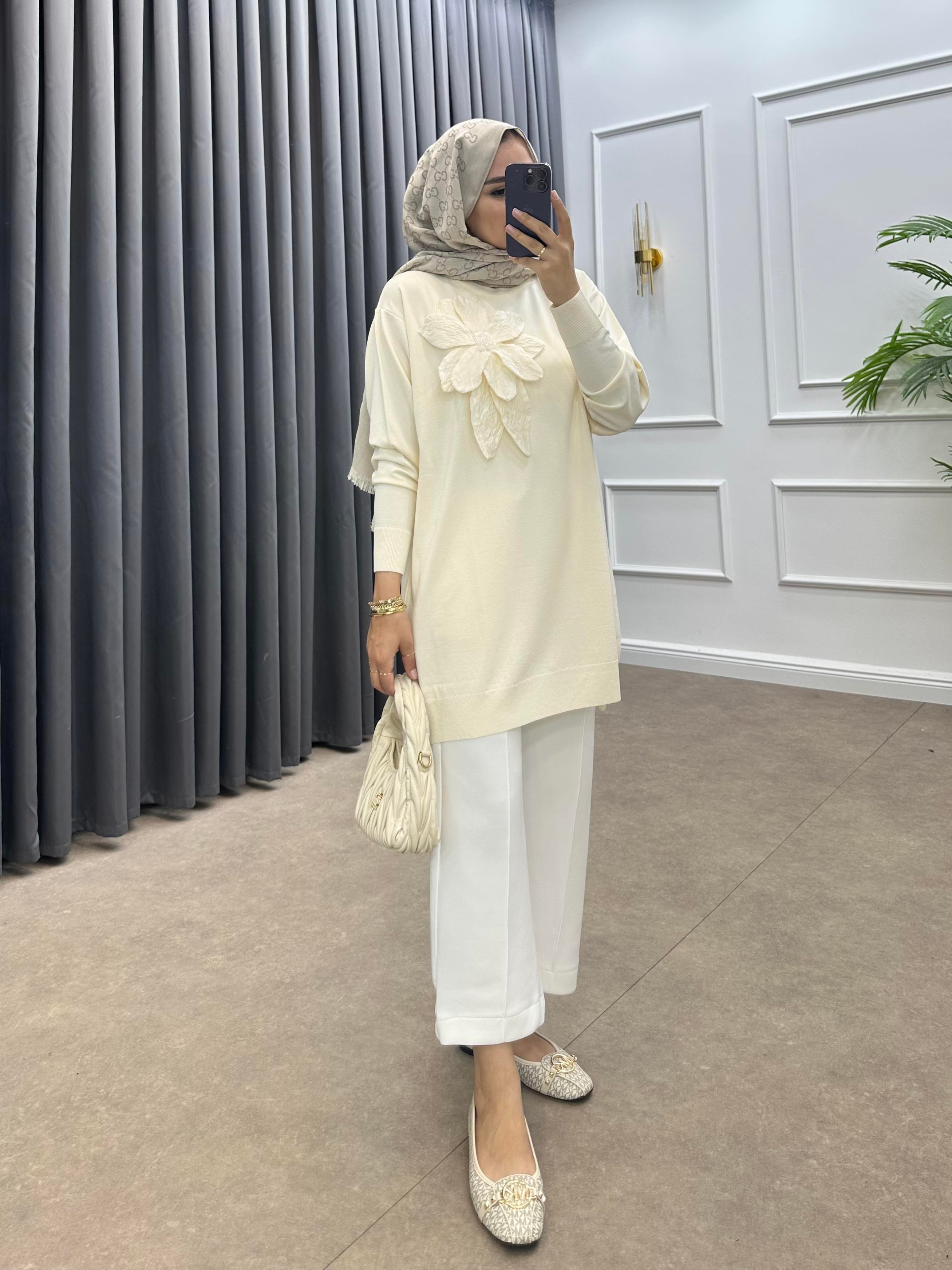 ZAMBAK MERSERİZE TUNİK KREM