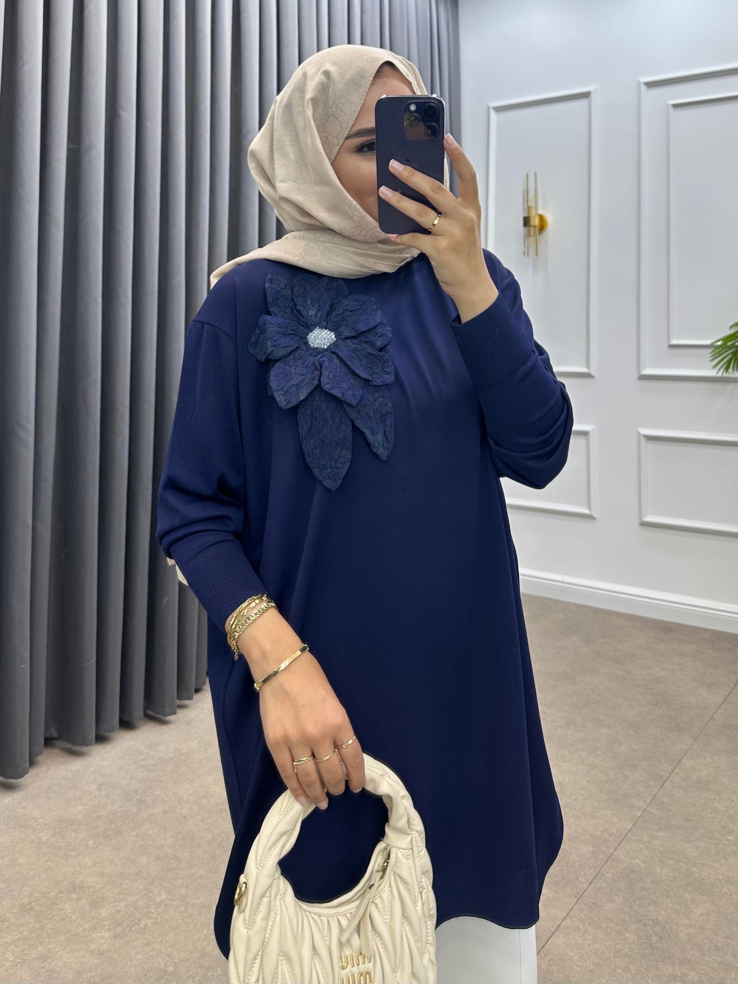 ZAMBAK MERSERİZE TUNİK LACİVERT