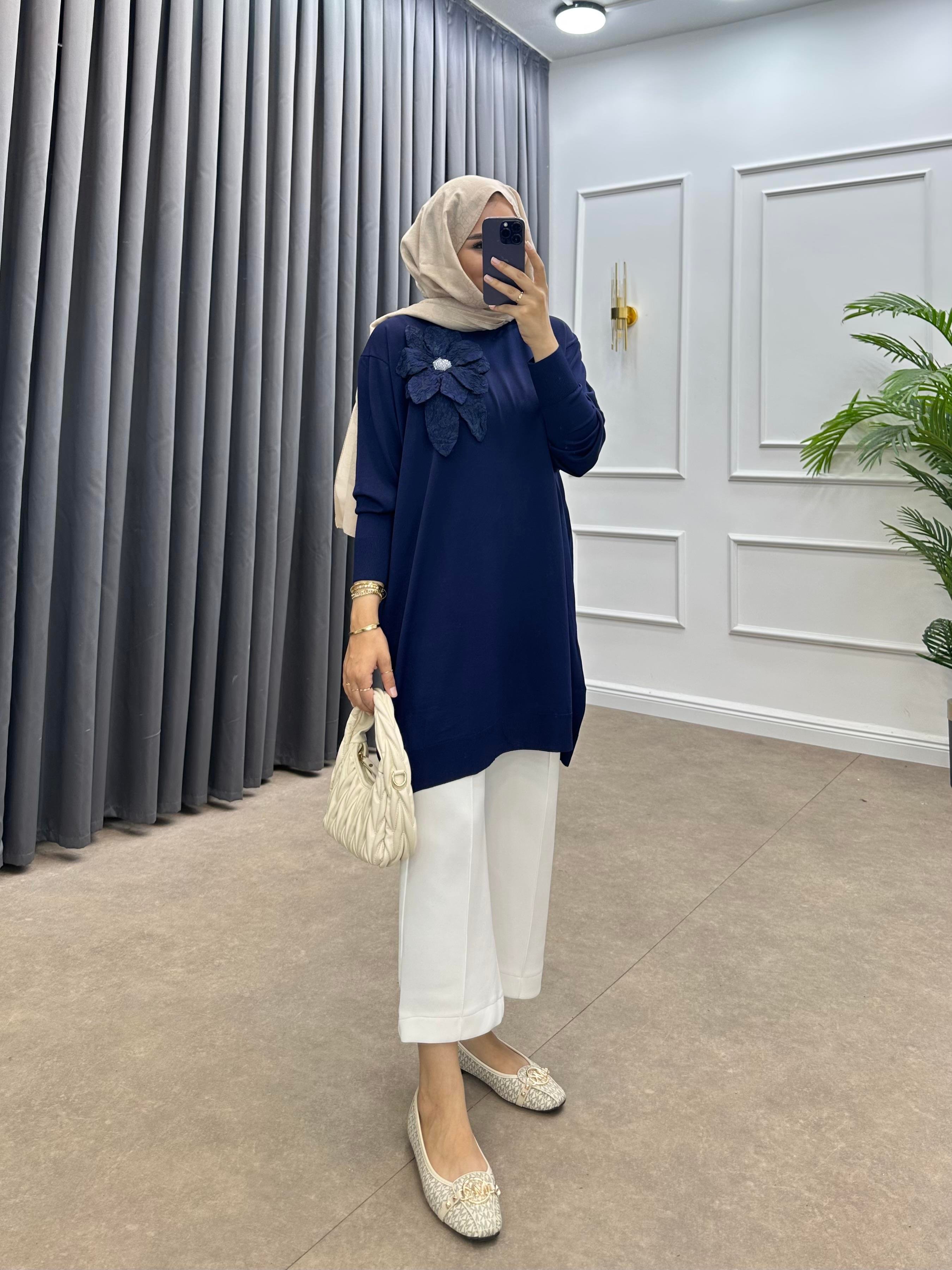 ZAMBAK MERSERİZE TUNİK LACİVERT