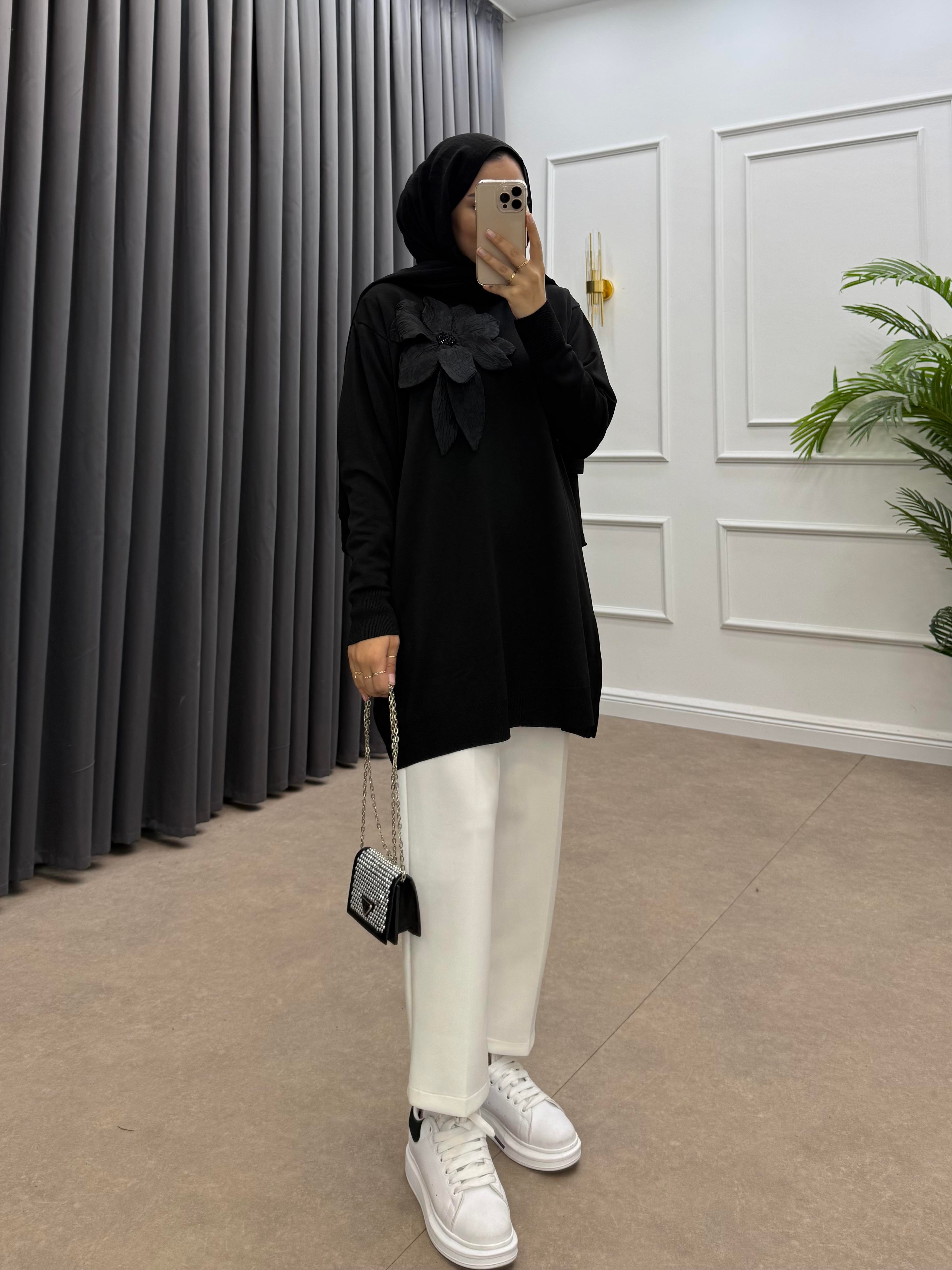 ZAMBAK MERSERİZE TUNİK SİYAH