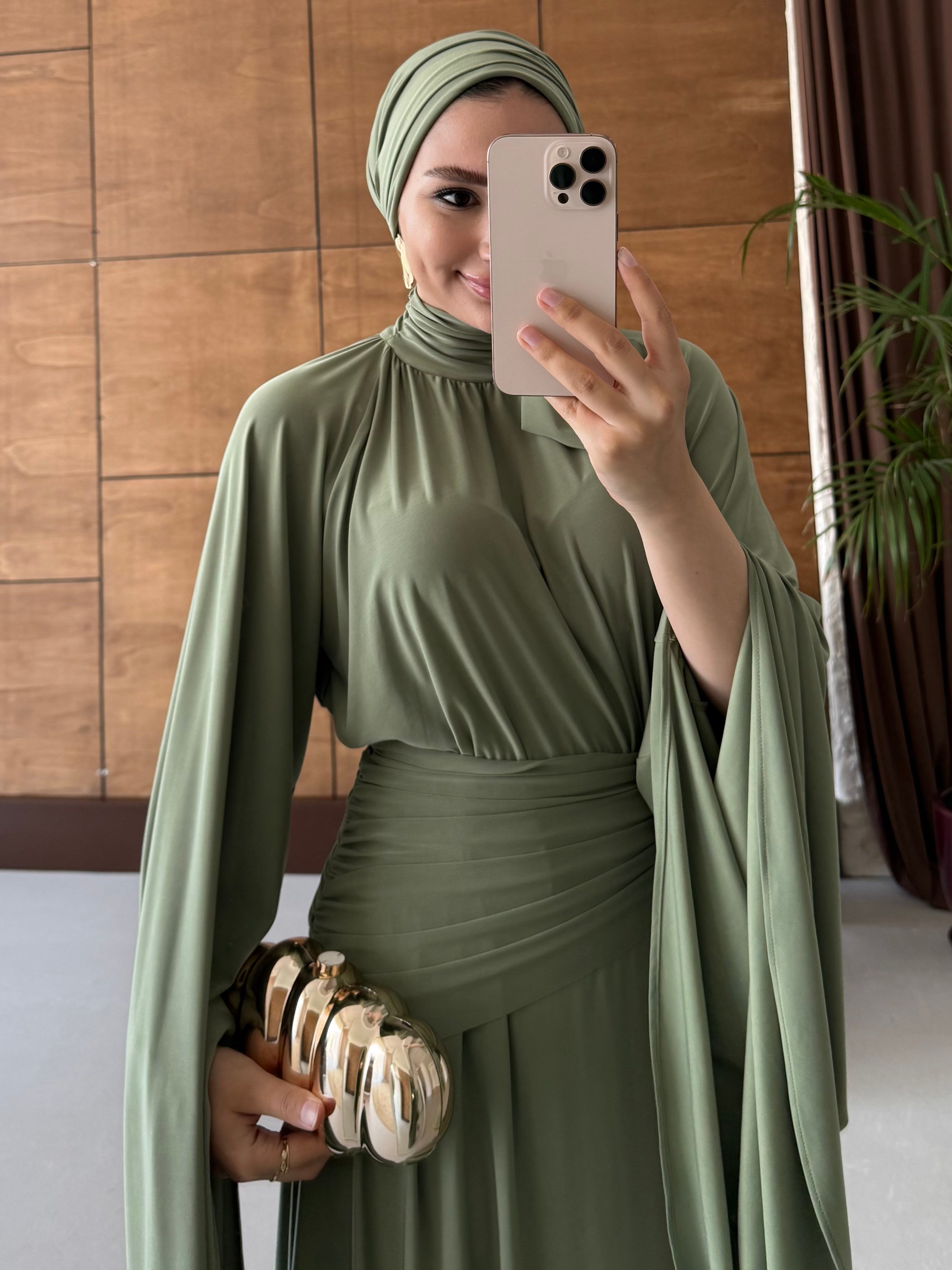 ZİYNET YARASA KOL SANDY ELBİSE ÇAĞLA