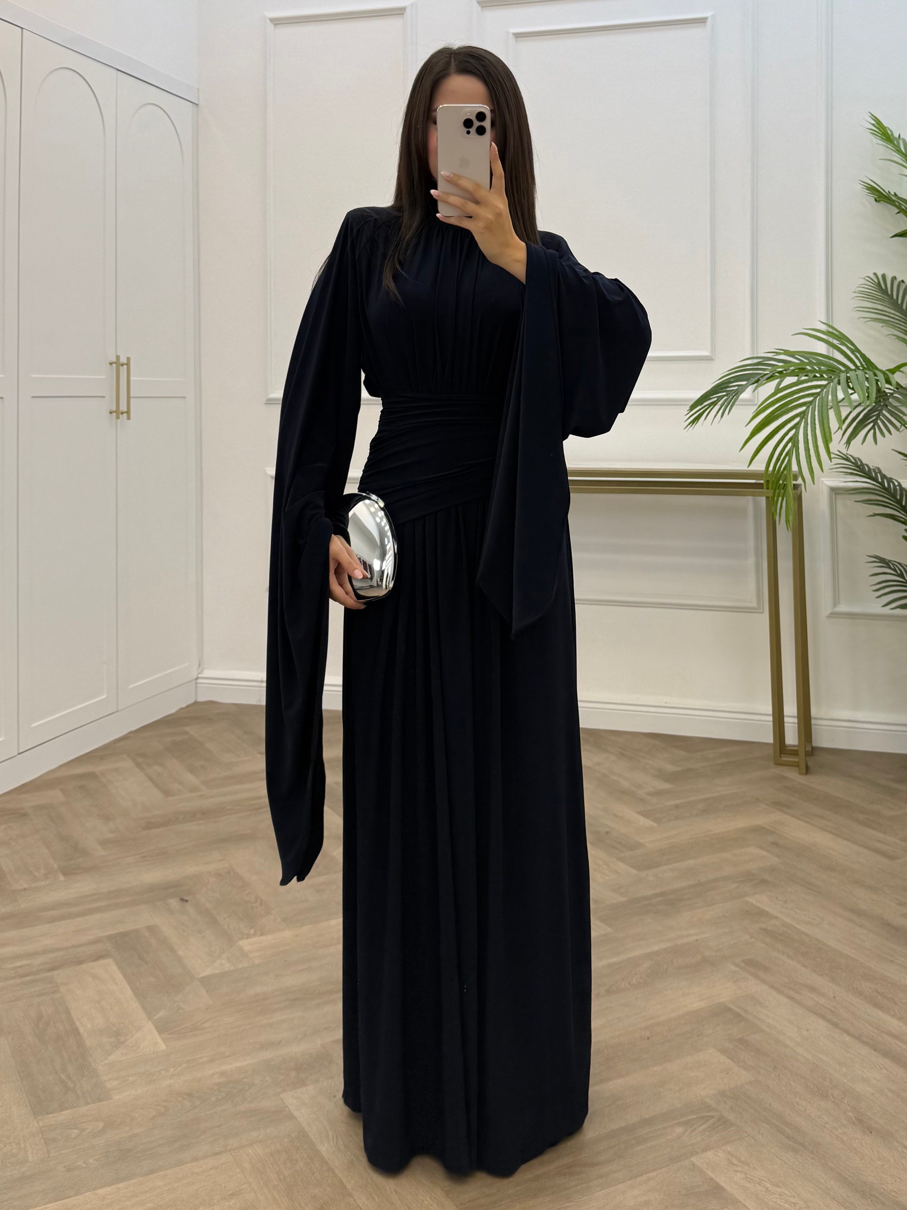 ZİYNET YARASA KOL SANDY ELBİSE LACİVERT