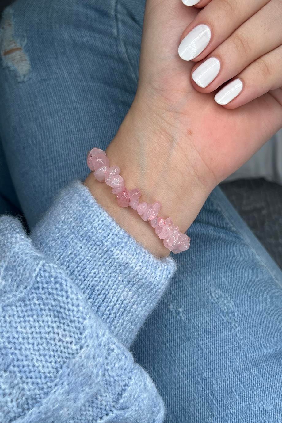 Pembe Kuvars Göz Bileklik 24K Altın Kaplama