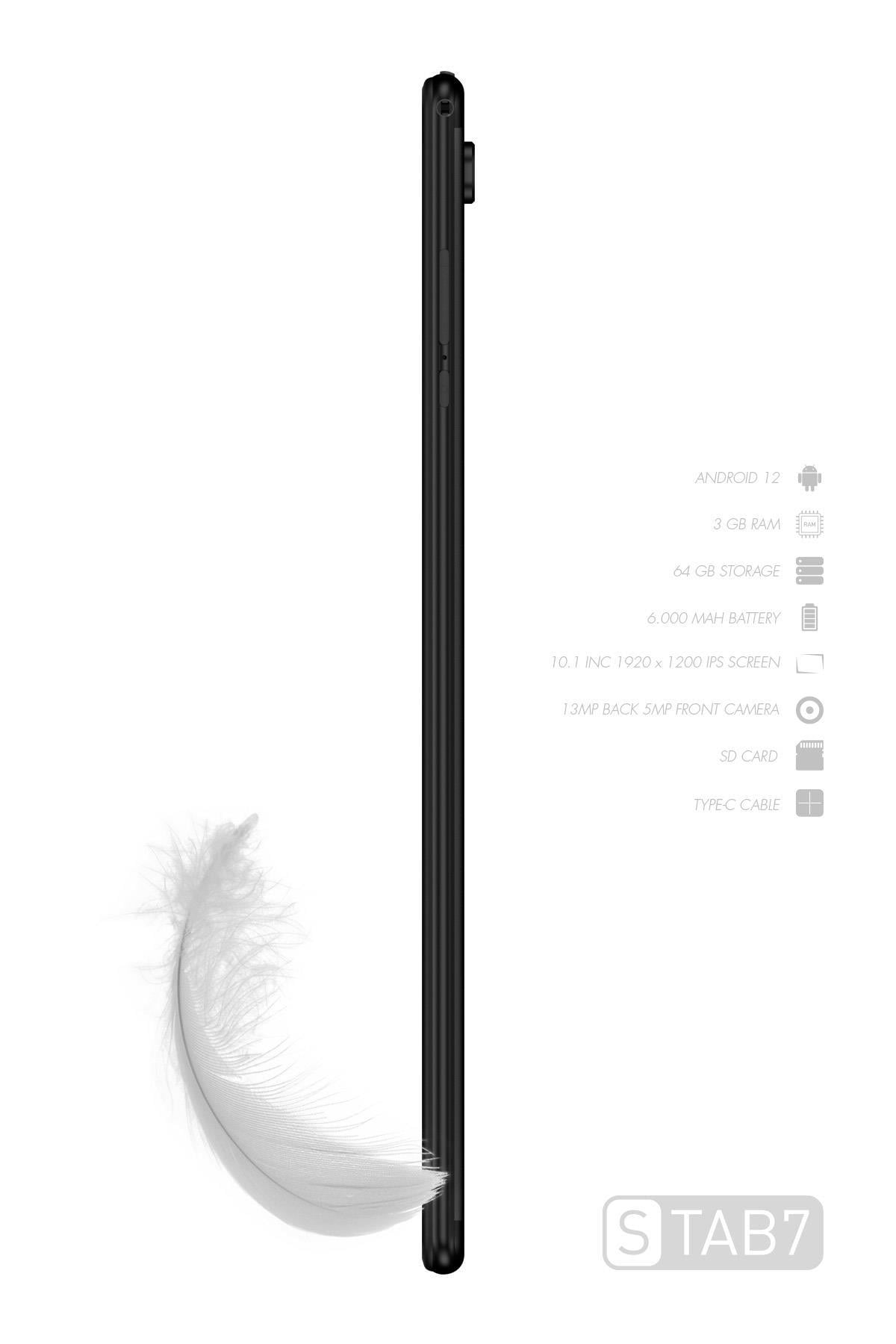 10.1 Inc 3 Gb Ram 64 Gb Hafıza 1920*1200 HD Ips Ekran 8 Çekirdek STAB7 Siyah Tablet