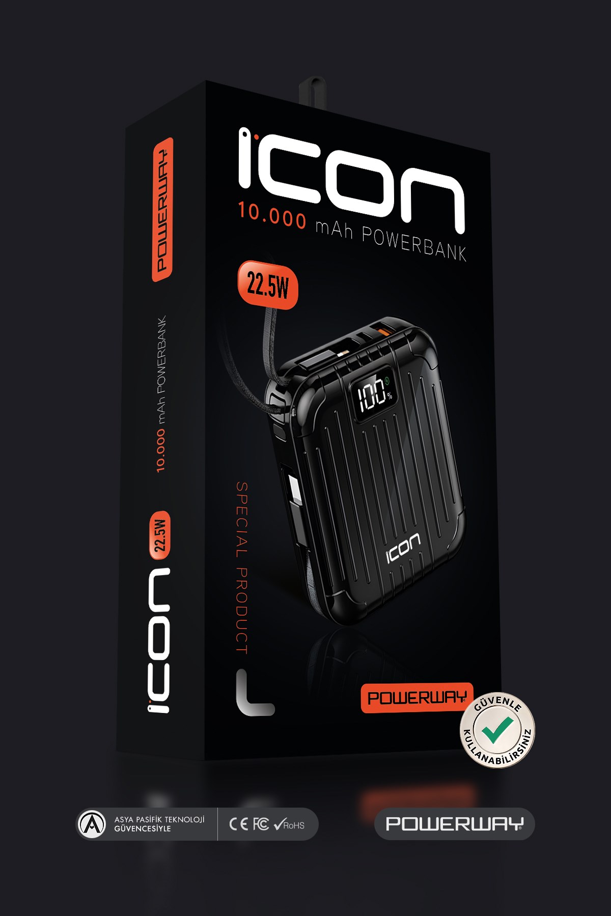 10.000 mAh PD 22.5 W Hızlı Şarj Gerçek 10.000 mAh Garantili Led Fener Dijital ICon Powerbank