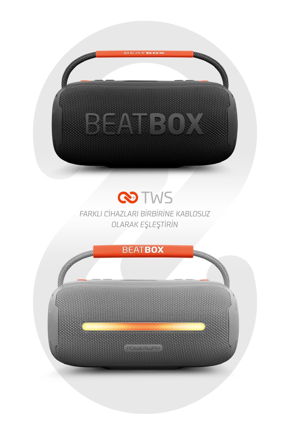 BeatBox Siyah Led Işıklı Dayanıklı Ses Bombası Usb Sd Aux FM Radyo Bluetooh Hoparlör
