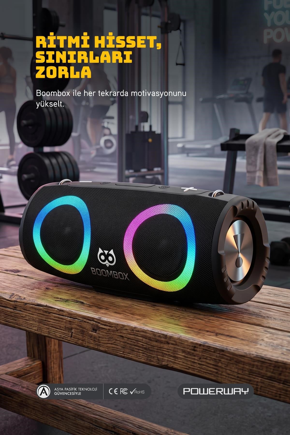 BoomBox 30W Çift Bass Usb Hafıza Kartı Aux  Led Işıklı Bluetooth Hoparlör Hi-Fi Ses Bombası