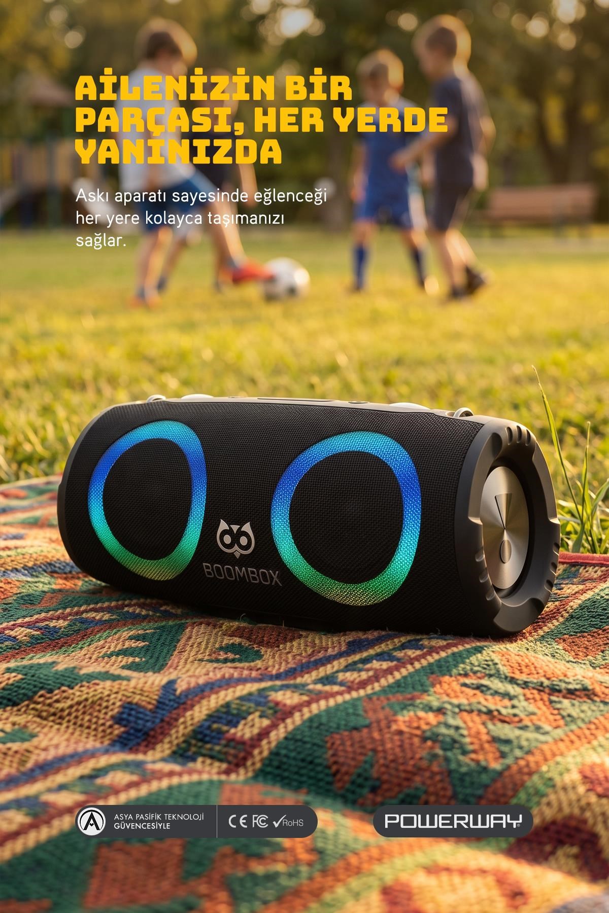 BoomBox 30W Çift Bass Usb Hafıza Kartı Aux  Led Işıklı Bluetooth Hoparlör Hi-Fi Ses Bombası