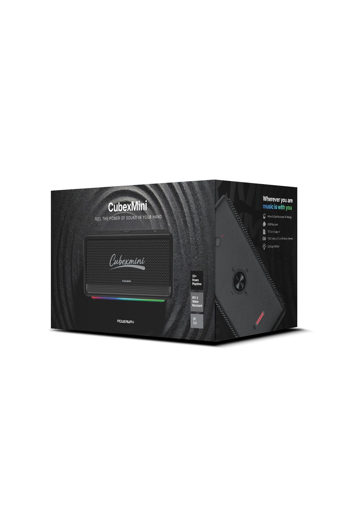 CubexMini Bluetooth Hoparlör 40W Güçlü Ses, IPX2 Suya Dayanıklı, 20 Saat Çalma Süresi