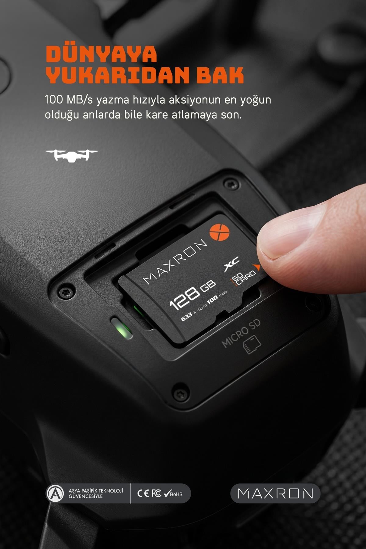 Maxron 128 GB Hafıza Kartı Adaptör Dahil Up To 100 Mb/s