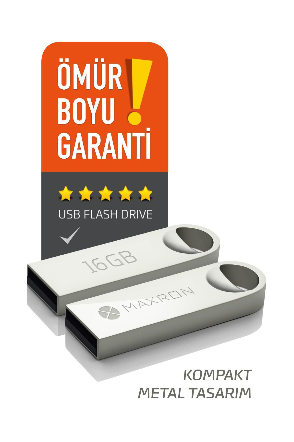 Maxron 16 GB Flash Bellek Metal Gövde Ömür Boyu Garantili Güvenli Usb Bellek