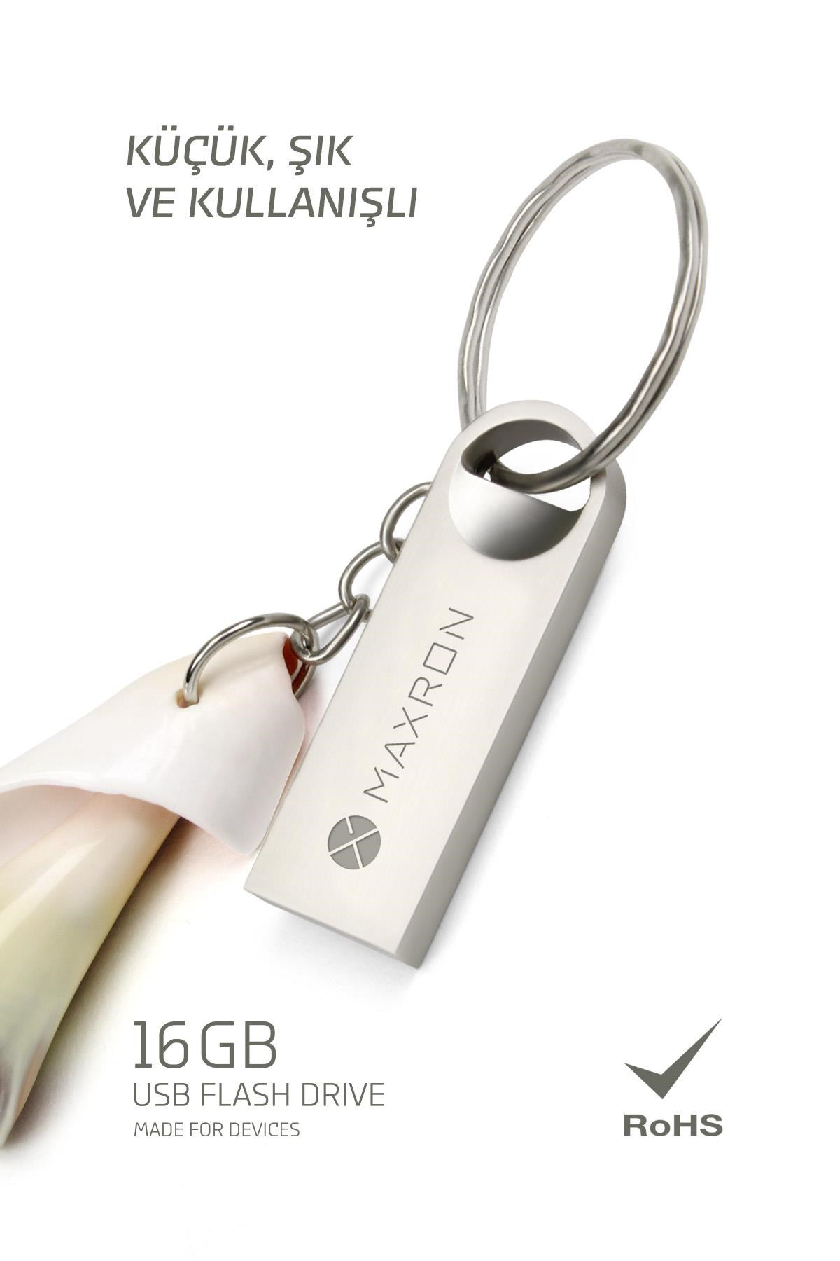 Maxron 16 GB Flash Bellek Metal Gövde Ömür Boyu Garantili Güvenli Usb Bellek