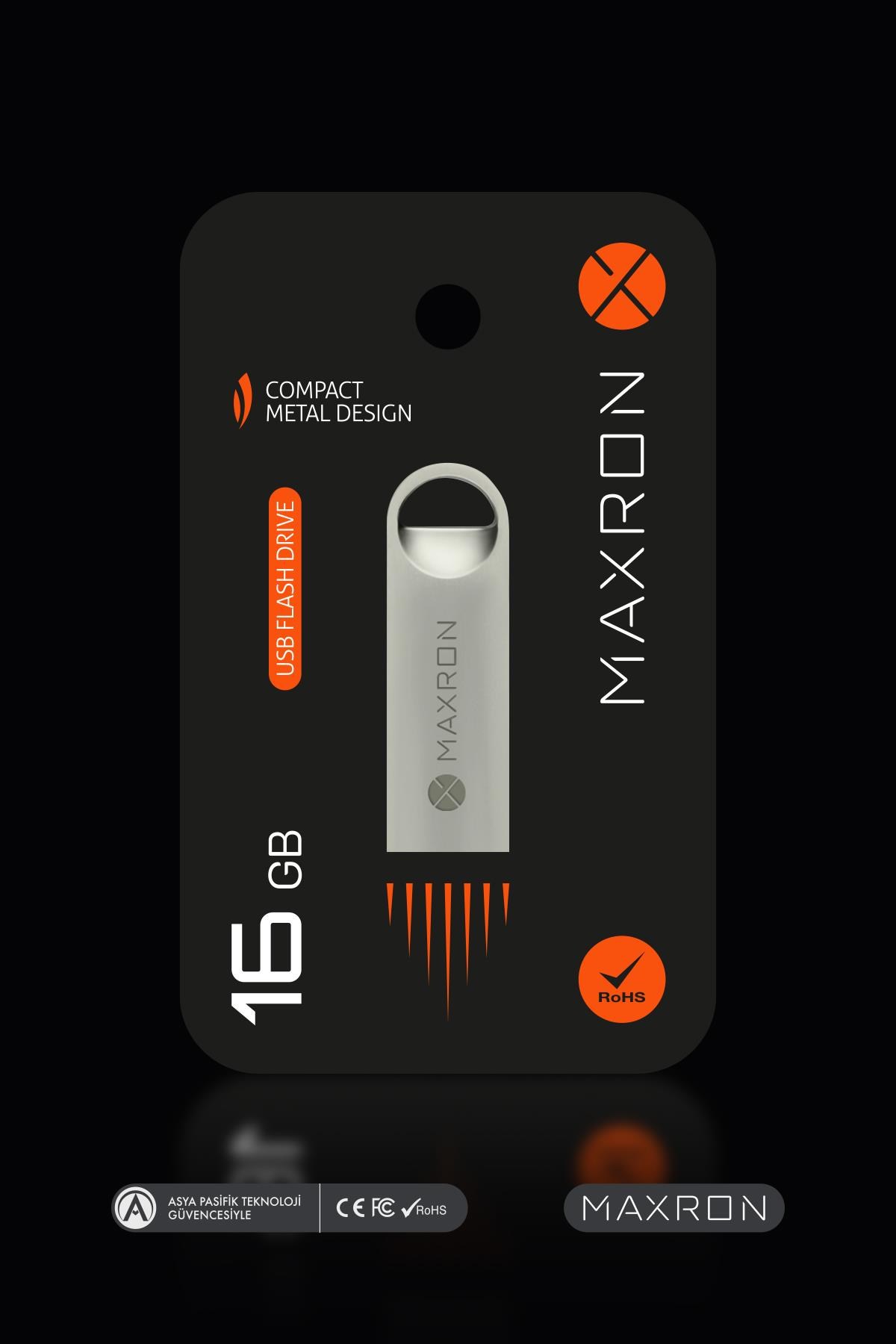 Maxron 16 GB Flash Bellek Metal Gövde Ömür Boyu Garantili Güvenli Usb Bellek