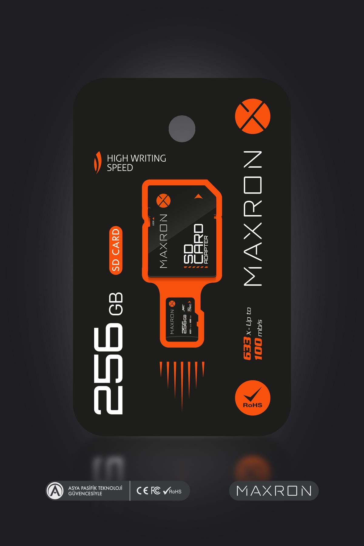Maxron 256 GB Hafıza Kartı Adaptör Dahil Up To 100 Mb/s