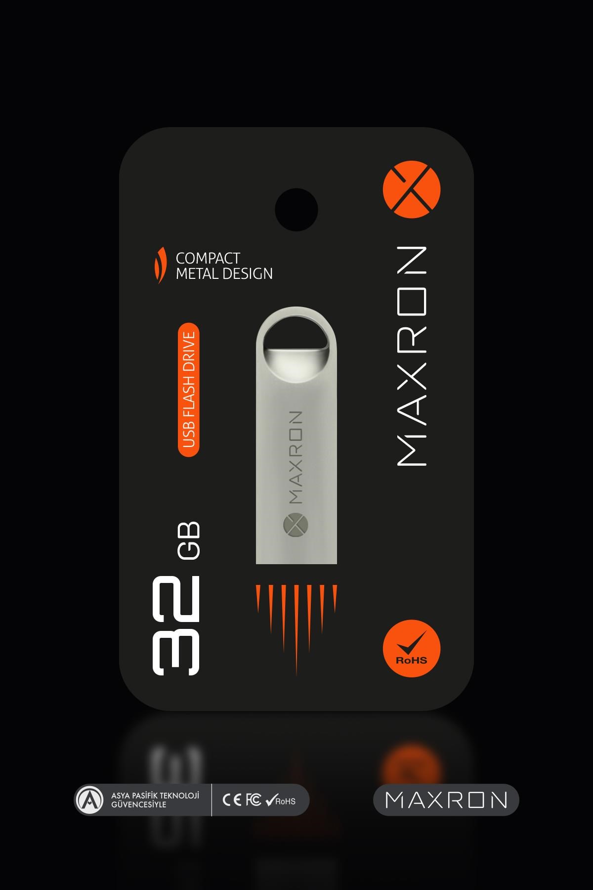 Maxron 32 GB Flash Bellek Metal Gövde Ömür Boyu Garantili Güvenli Usb Bellek