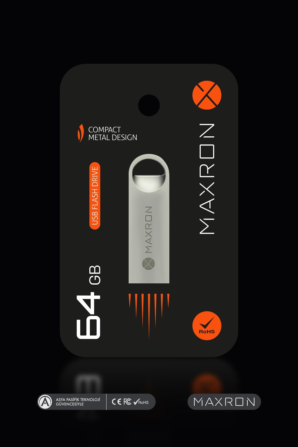 Maxron 64 GB Flash Bellek Metal Gövde Ömür Boyu Garantili Güvenli Usb Bellek
