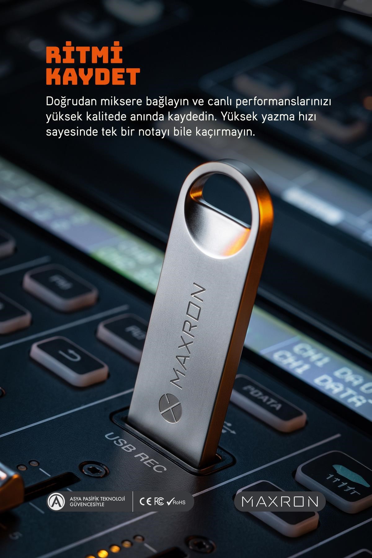 Maxron 64 GB Flash Bellek Metal Gövde Ömür Boyu Garantili Güvenli Usb Bellek