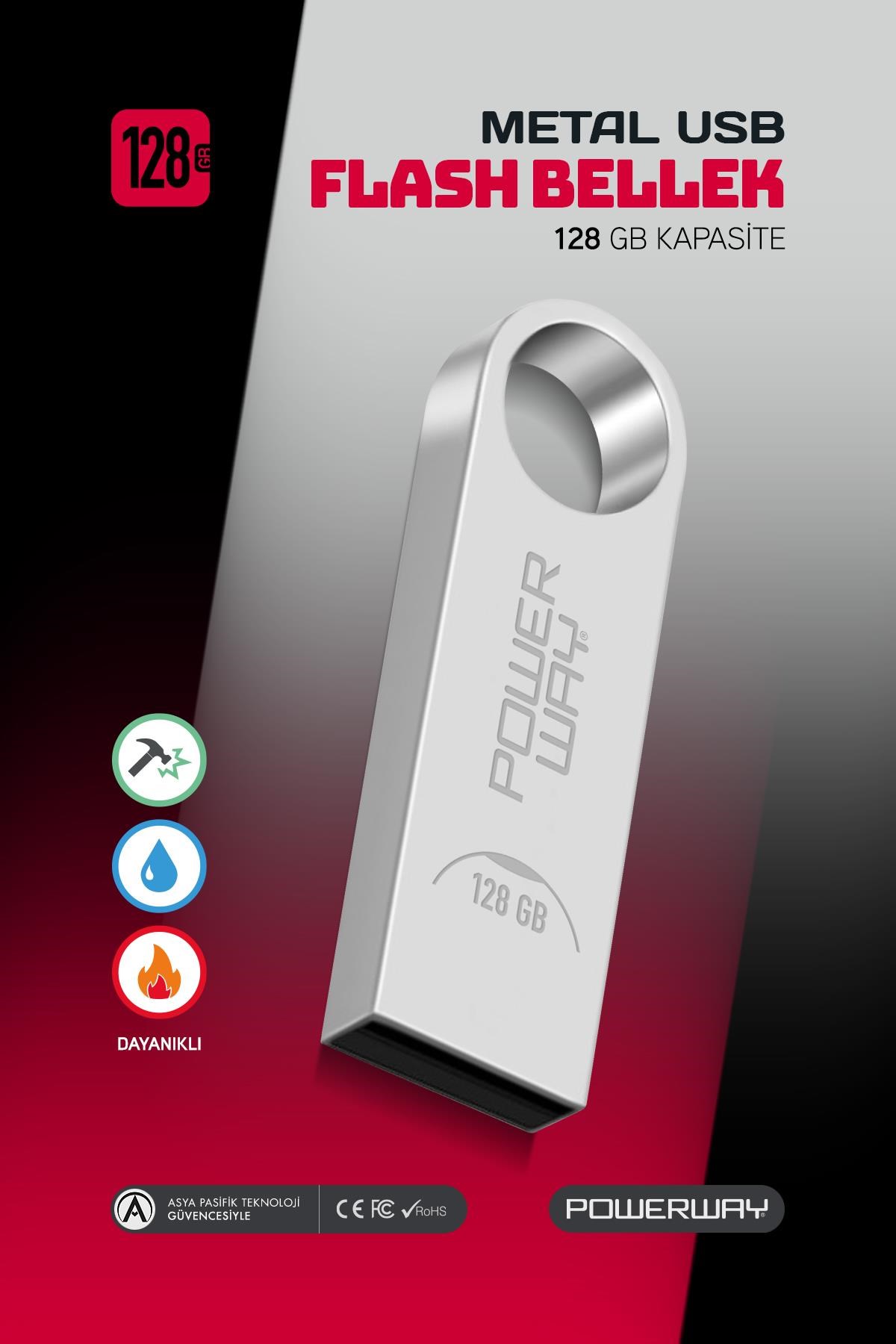 Powerway 128 GB Metal Usb Flash Bellek Usb 2.0 Data Traveler
