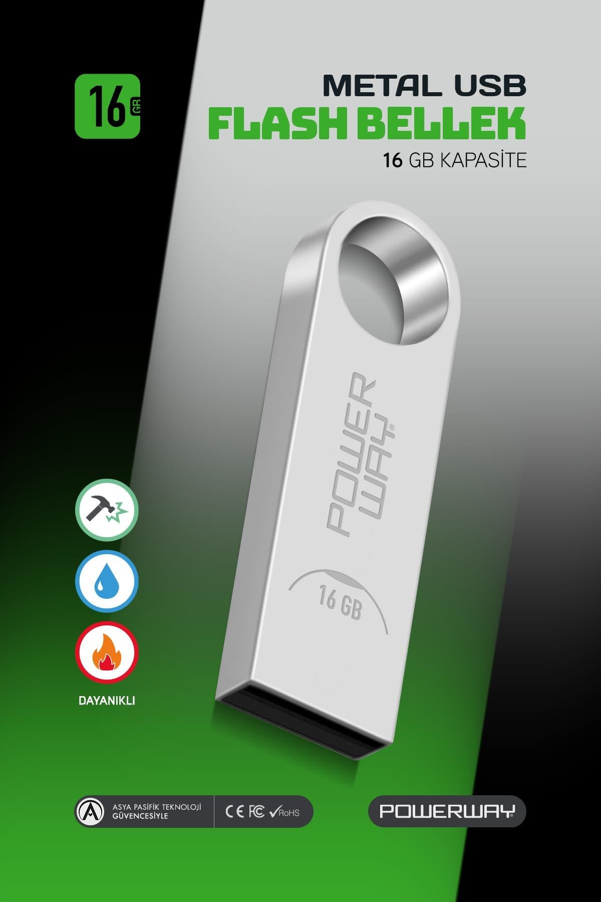 Powerway 16 GB Metal Usb Flash Bellek Usb 2.0 Data Traveler