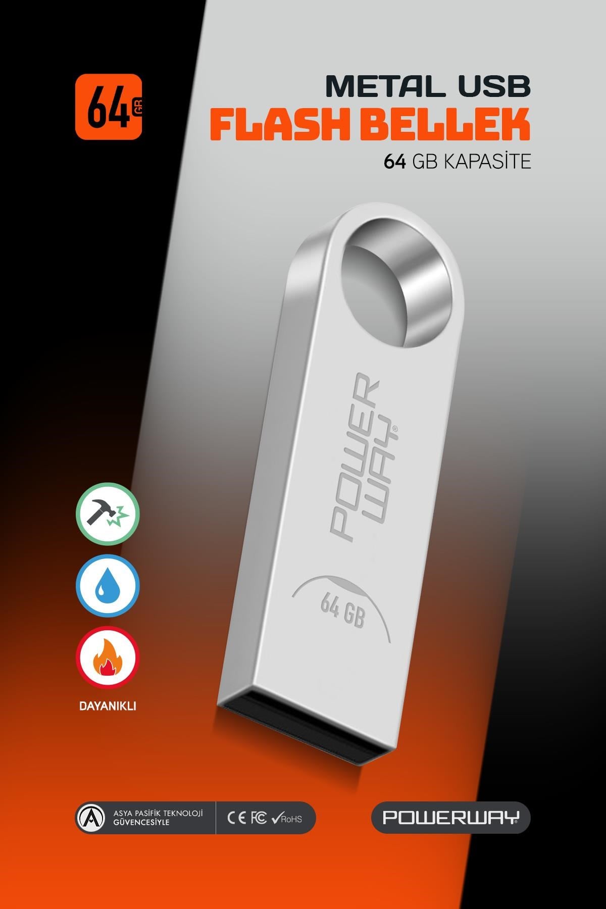 Powerway 64 GB Metal Usb Flash Bellek Usb 2.0 Data Traveler