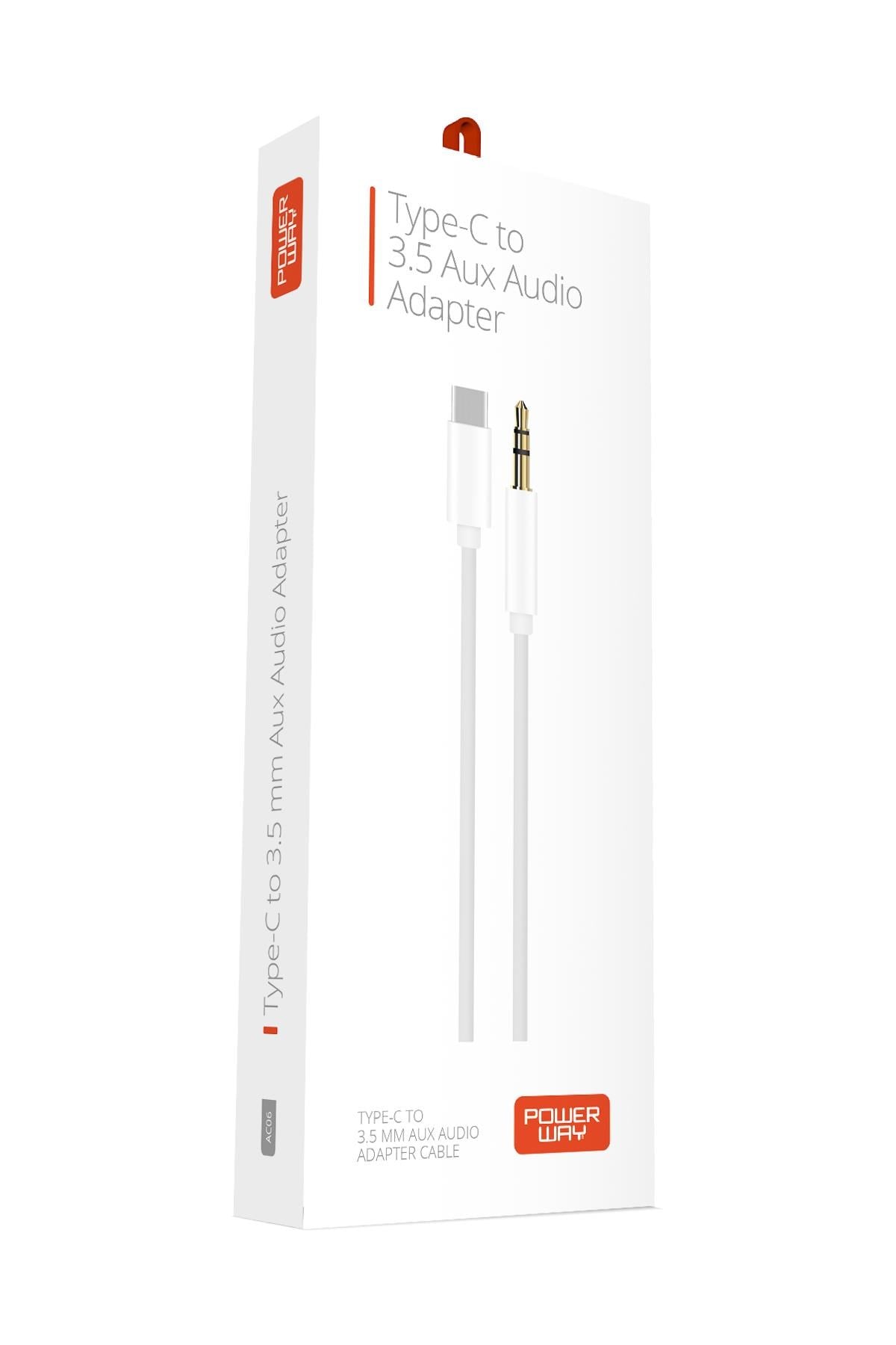 Powerway AC06 Type-C to 3.5mm Erkek Aux Dönüştürücü Aux Çevirici
