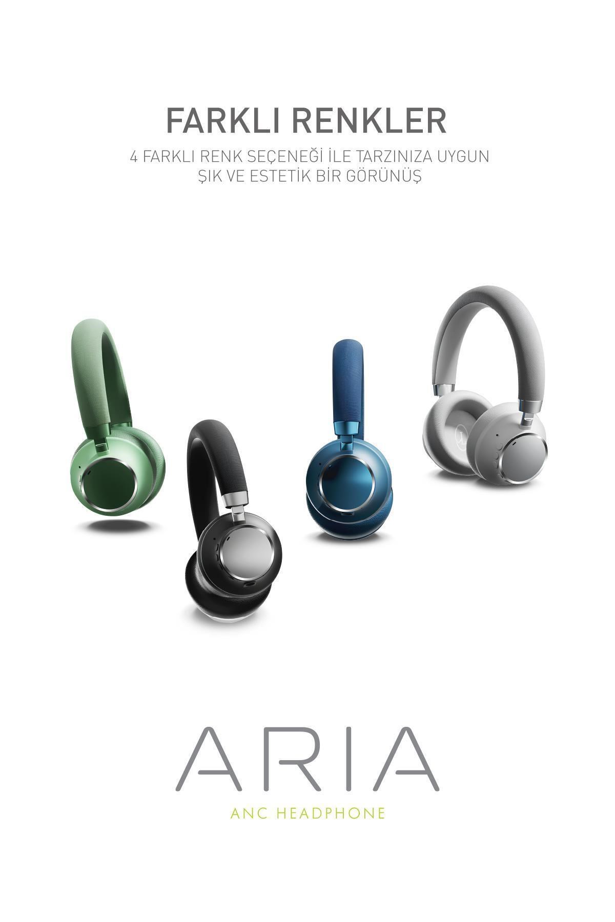 Powerway Aria Kulak Üstü Bluetooth Kulaklık Siyah Kablosuz Ayarlanabilir Aktif Gürültü Önleyici