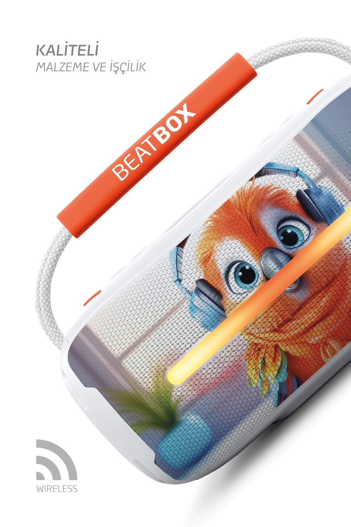 Powerway Beatbox Animals Papağan Led Işıklı Dayanıklı Ses Bombası Usb Sd Aux Bluetooth Hoparlör