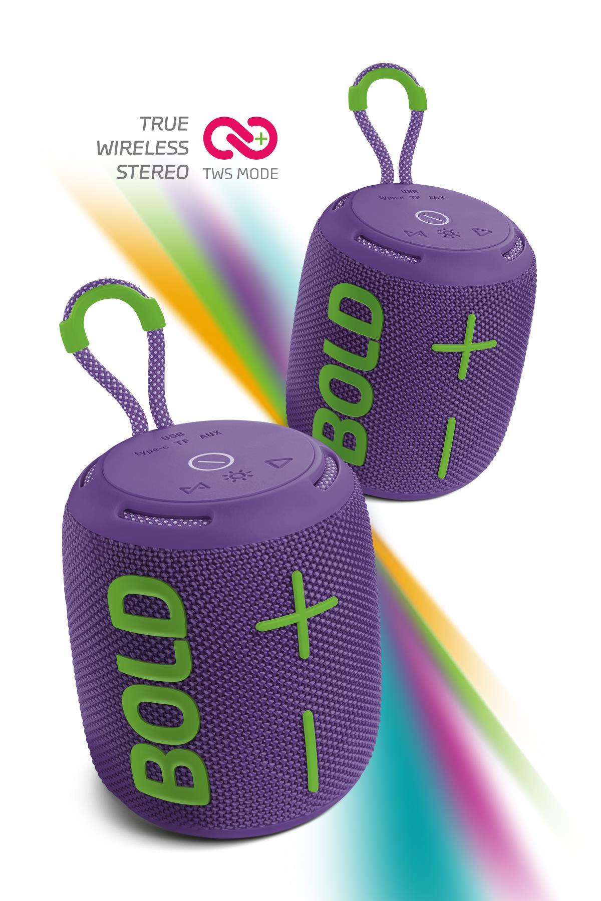 Powerway Bold Mor Taşınabilir Ses Bombası Kablosuz Bluetooth Hoparlör Speaker Yüksek Sesli TWS