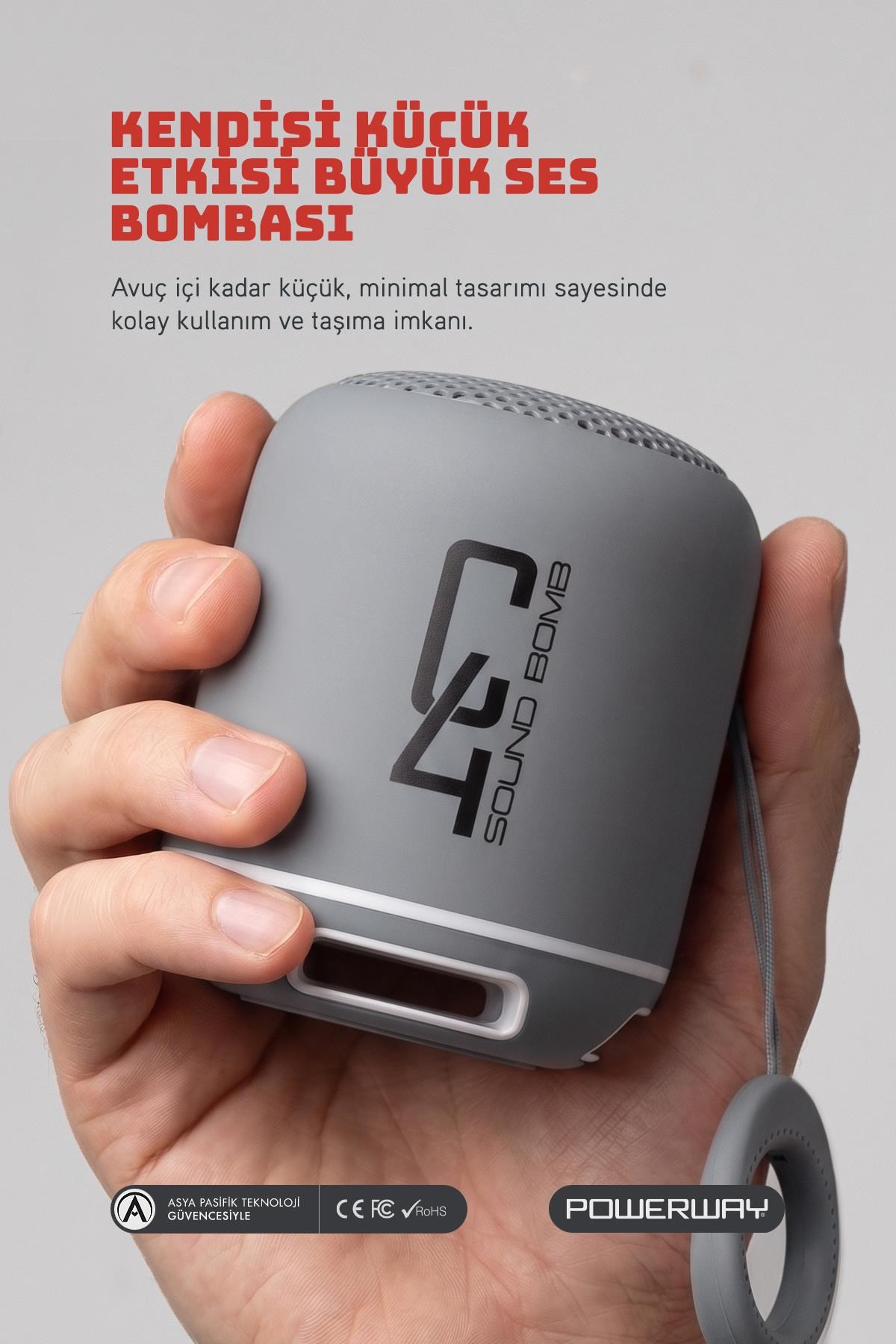 Powerway C4 Gümüş Bluetooth Hoparlör Sese Duyarlı Led Işık