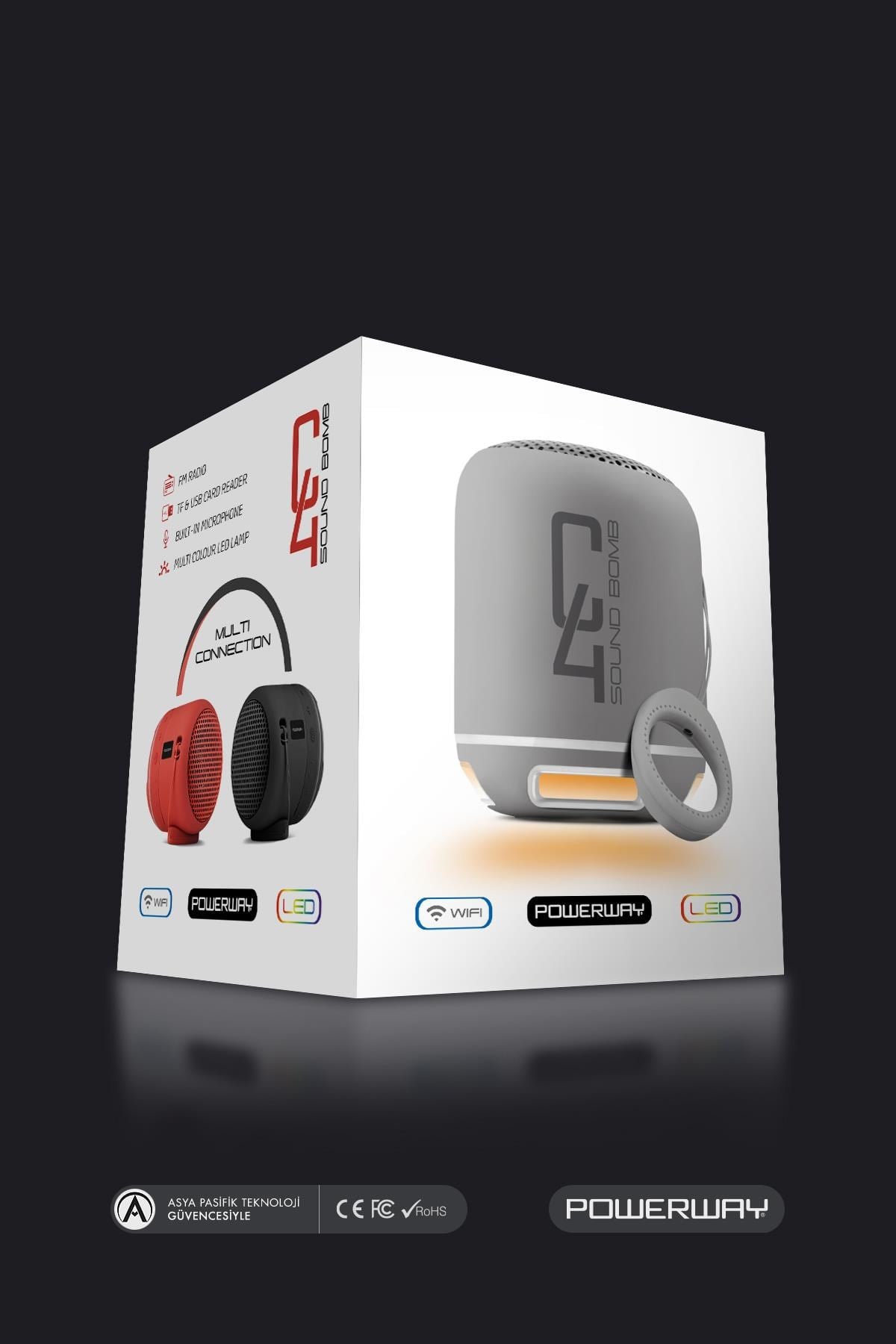 Powerway C4 Gümüş Bluetooth Hoparlör Sese Duyarlı Led Işık