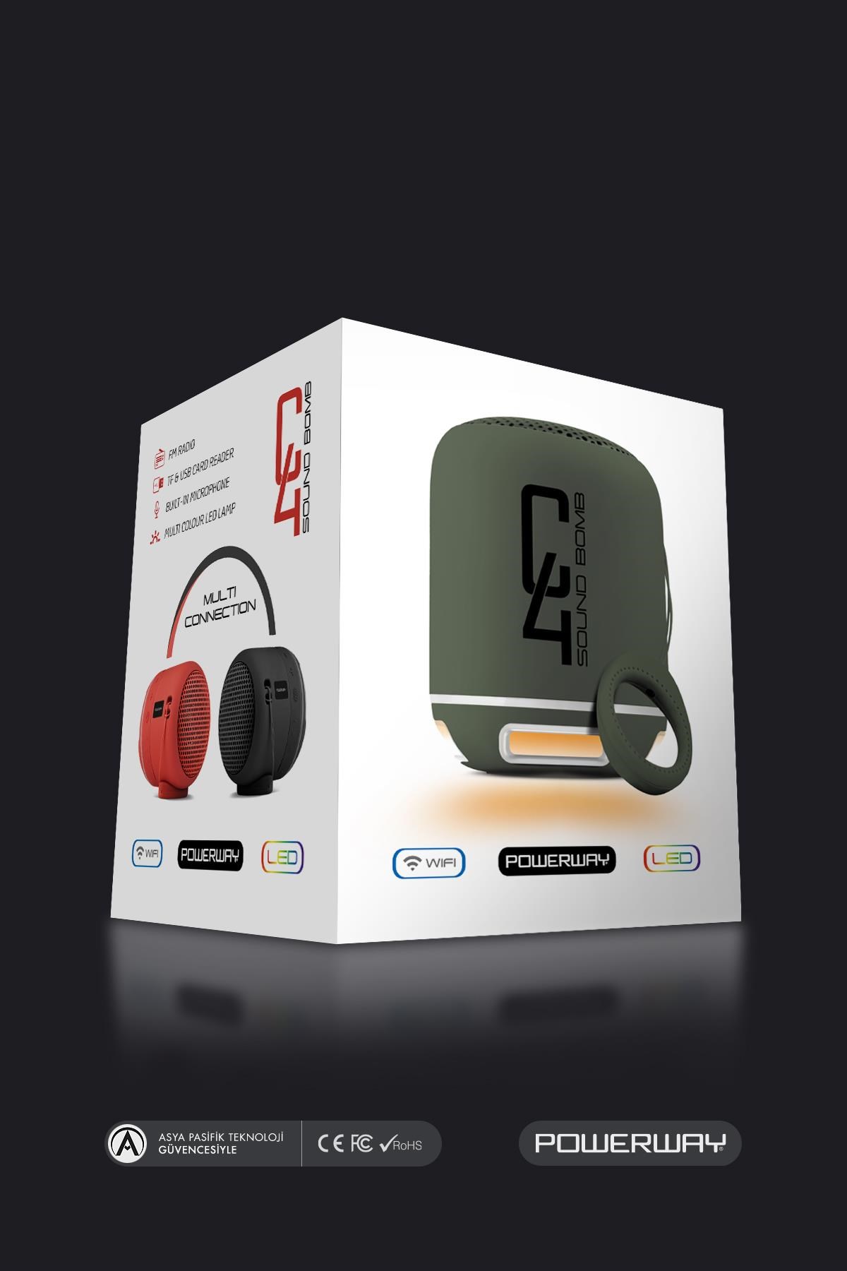 Powerway C4 Yeşil Bluetooth Hoparlör Sese Duyarlı Led Işık