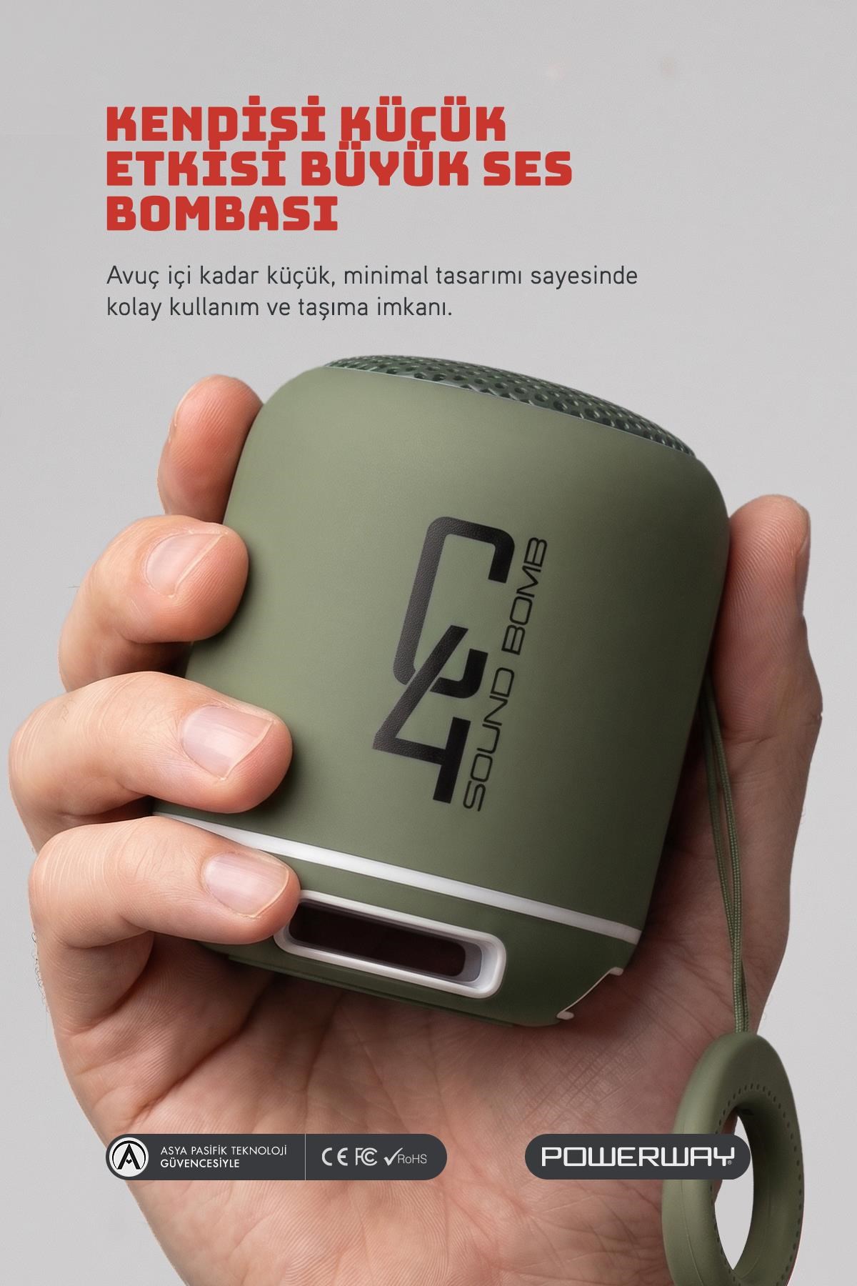 Powerway C4 Yeşil Bluetooth Hoparlör Sese Duyarlı Led Işık