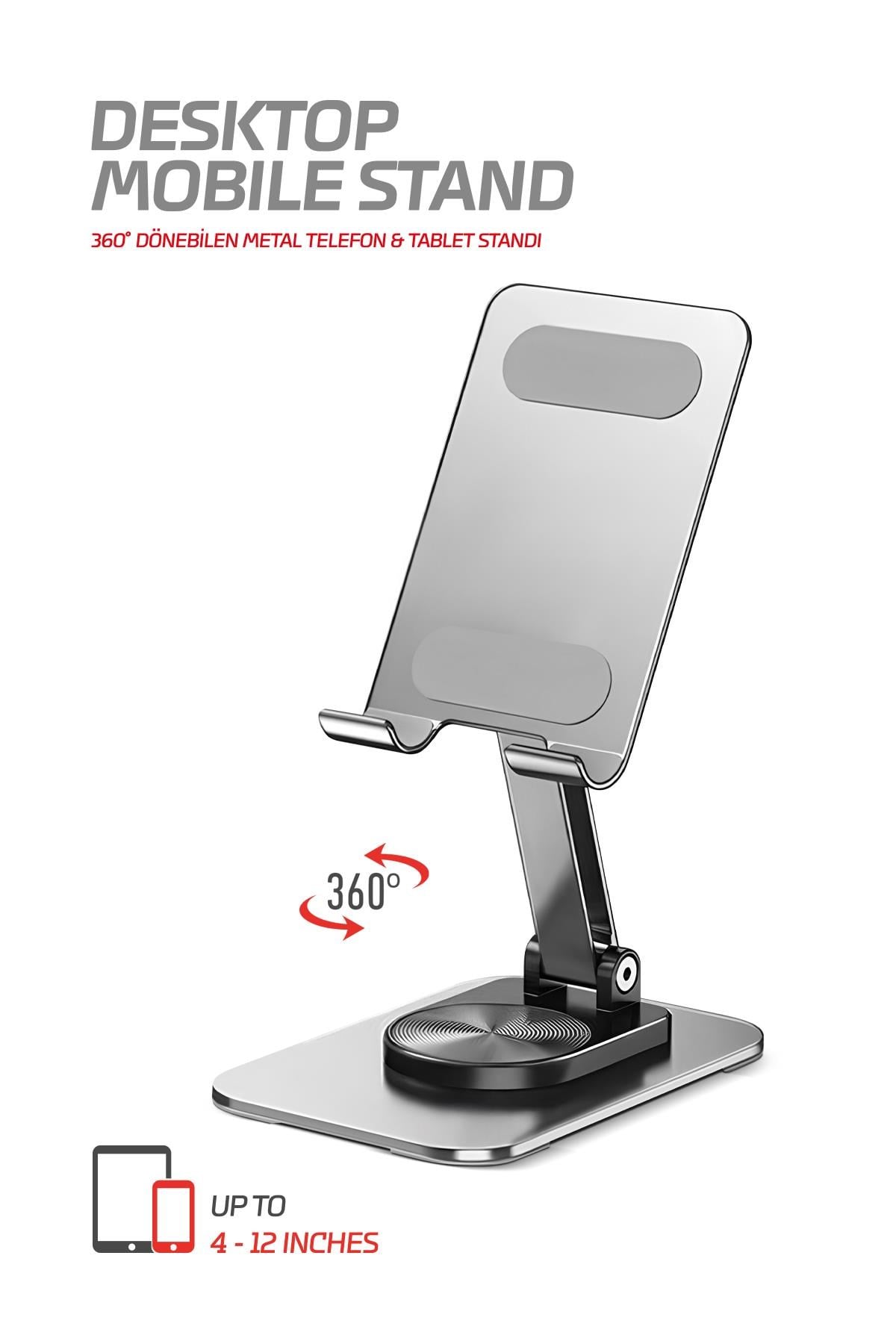 Powerway DMS33 Kaliteli Metal 360 Dönebilen Ayarlanabilir Tablet Ve Telefon Tutucu Masa Üstü Standı