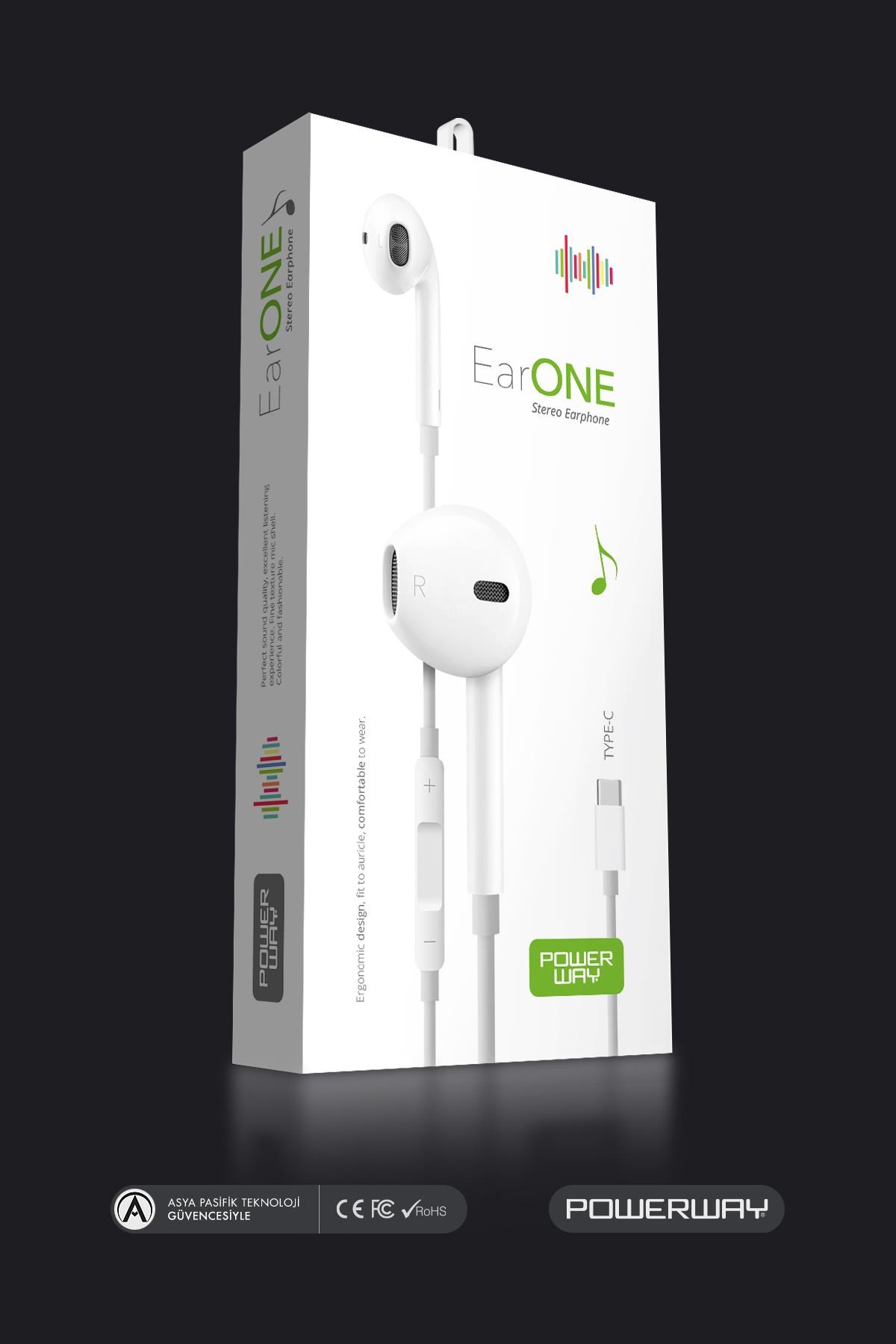 Powerway EarOne Type-C Girişli Kablolu Mikrofonlu Kulaklık Anc Aktif