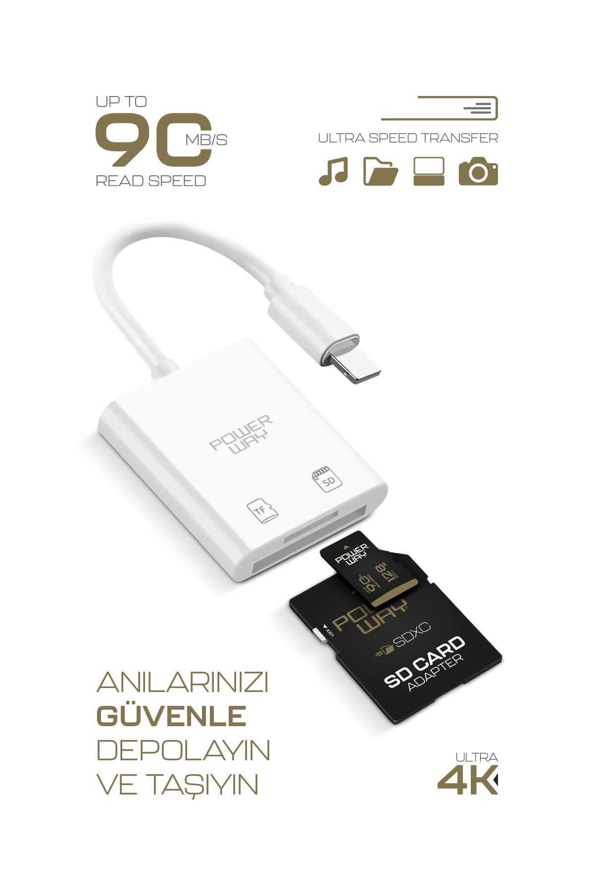 Powerway Premium 128 GB SDXC UHS Class 4K Ultra Hızlı Hafıza Kartı + Adaptör
