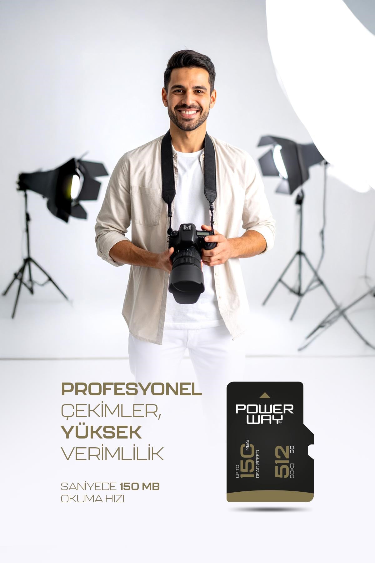 Powerway Premium 512 GB SDXC UHS Class 4K Ultra Hızlı Hafıza Kartı + Adaptör