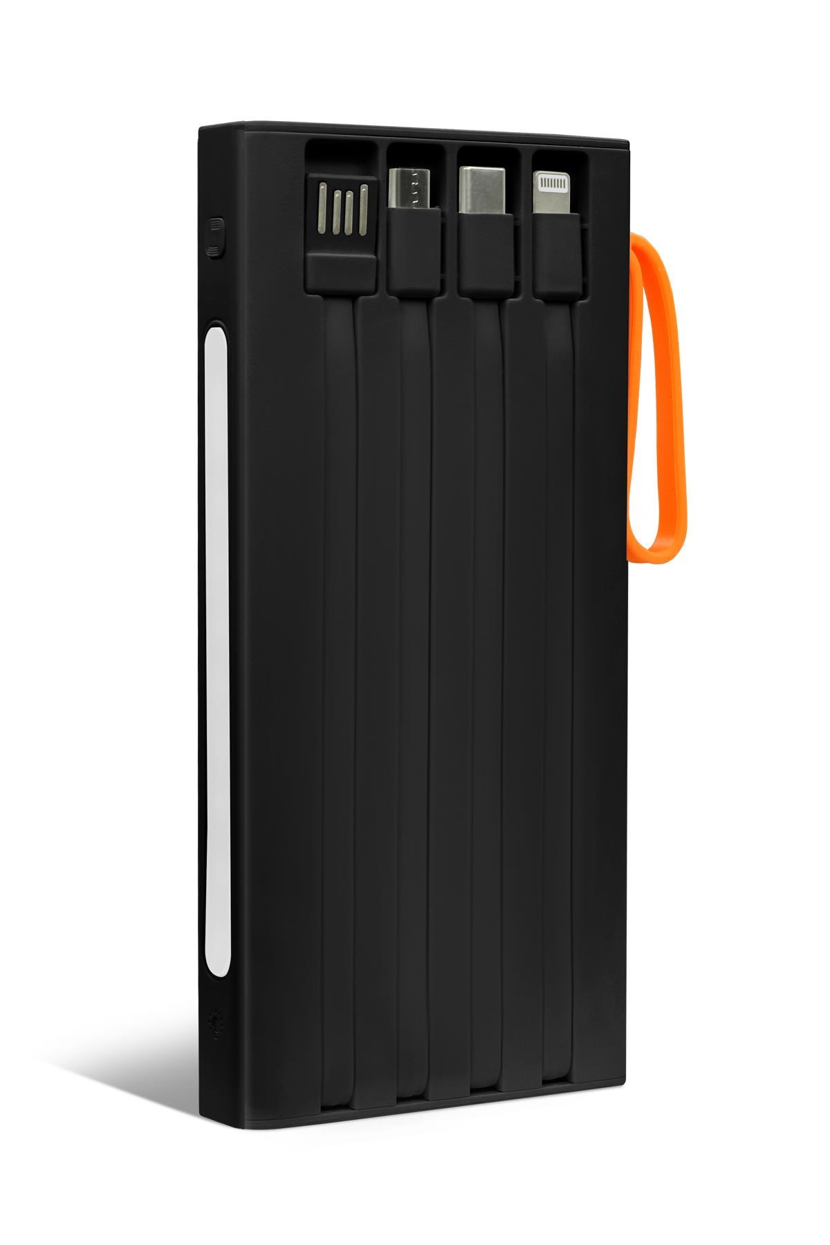 Powerway QC10 Siyah 10.000 Mah PD 22.5W Dahili Kablolu Hızlı Şarj Led Işıklı Powerbank