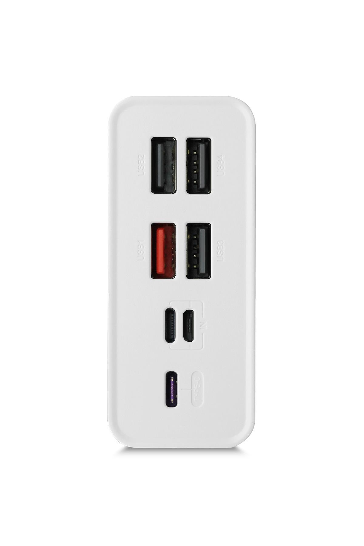 Powerway QC30S Beyaz 30.000 Mah PD 22.5W Dahili Kablolu Hızlı Şarj Led Işıklı Powerbank