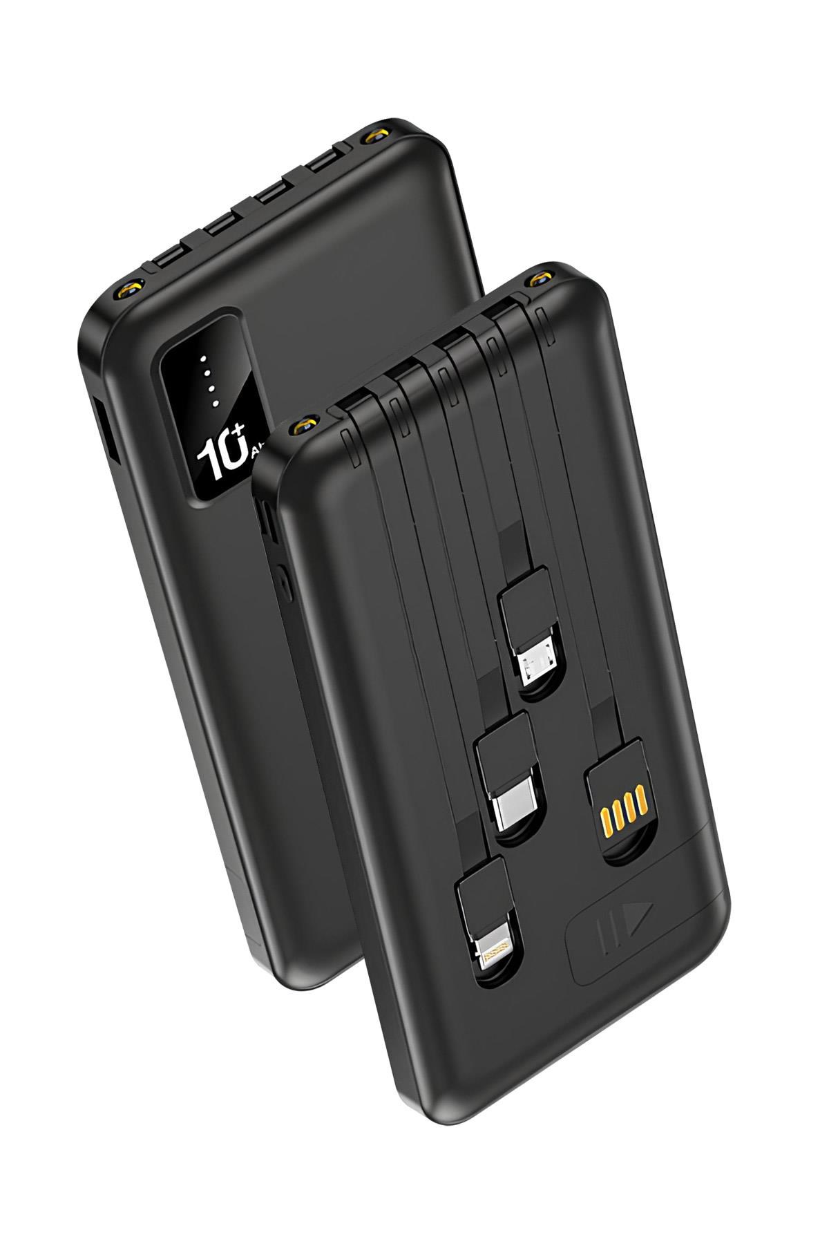 Powerway TX109 Siyah 10.000 mAh Dijital Göstergeli Ekstra Kablolu Dahili Stand Powerbank