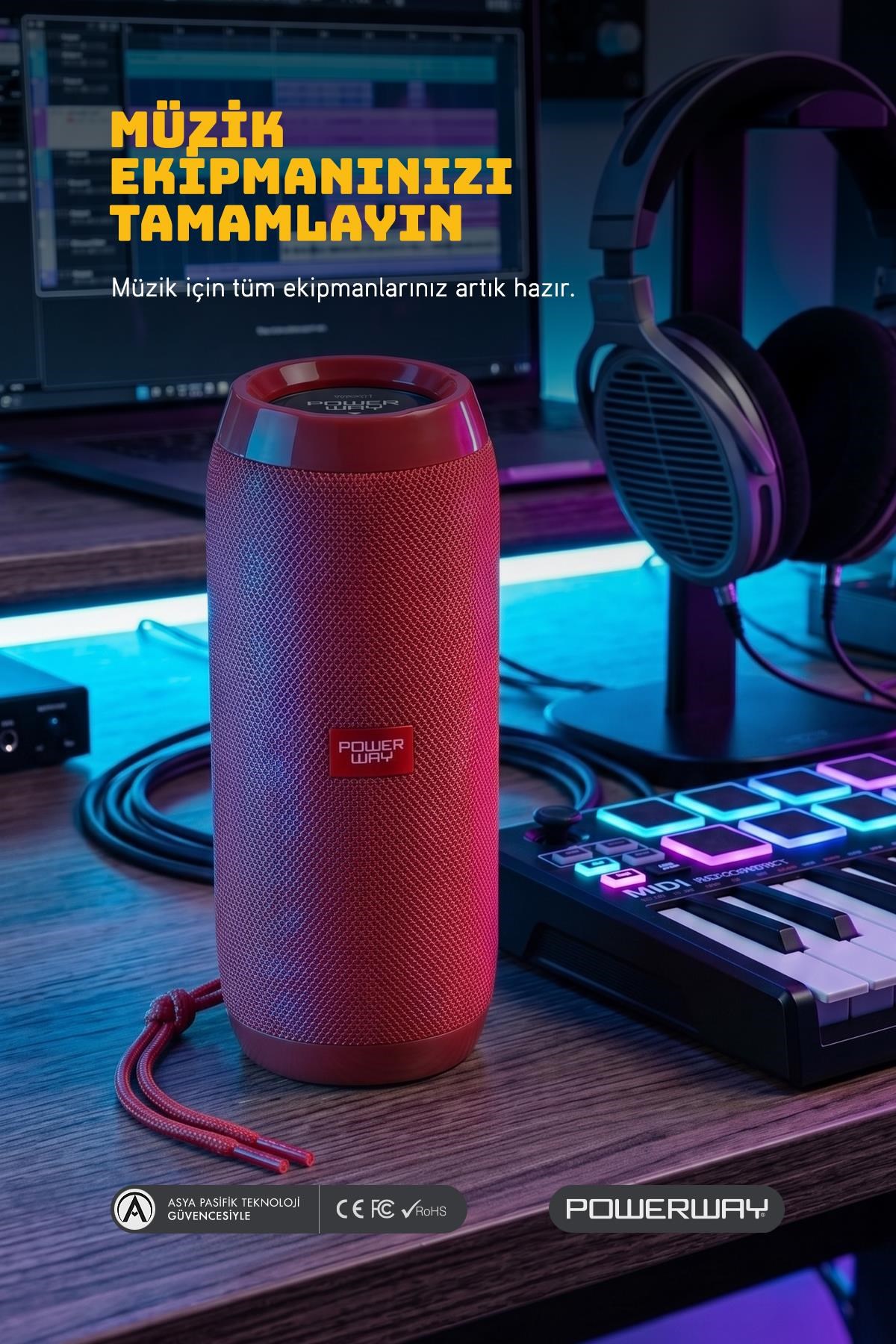 Powerway WRX01 Kırmızı SD Kart Aux Usb Girişli Kablosuz FM Radyo Bluetooh Hoparlör