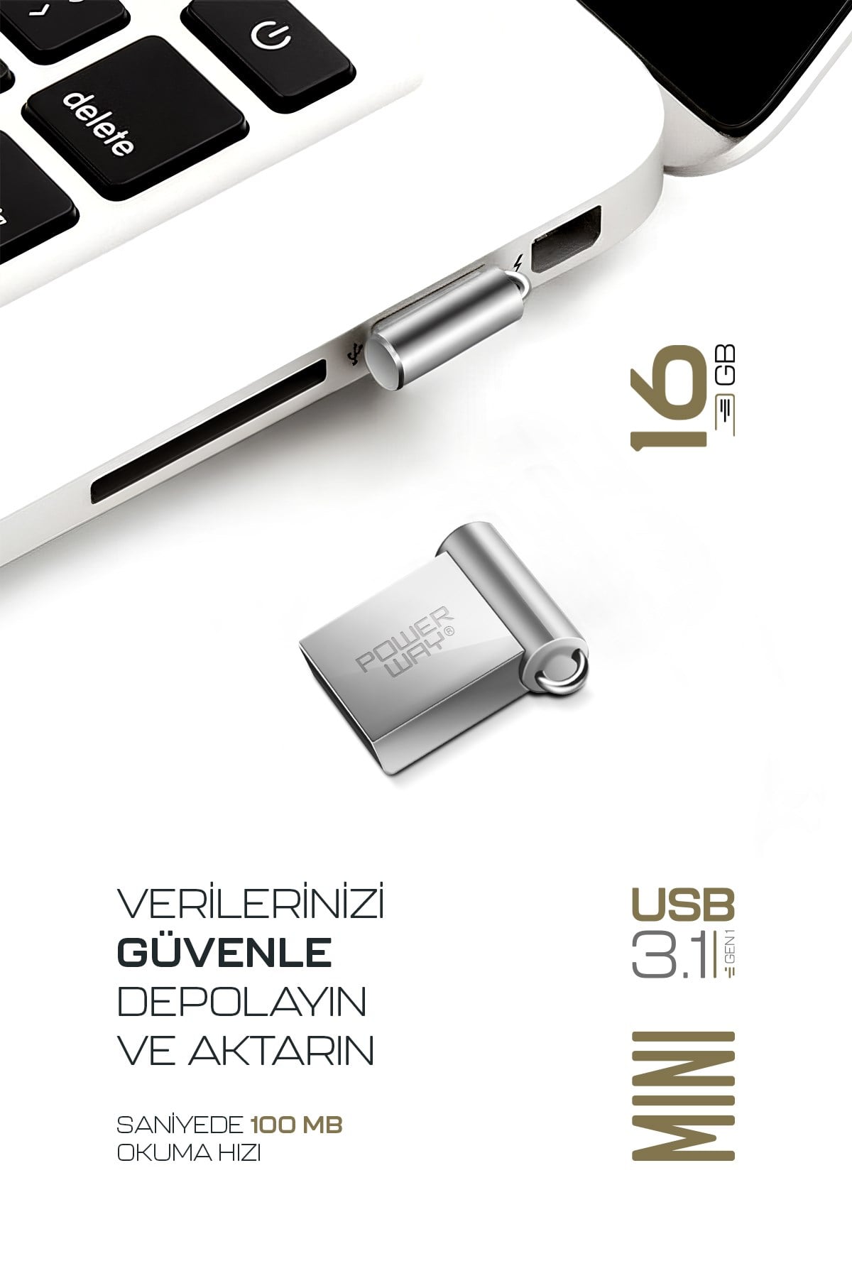Premium 16 GB Mini USB 3.1 Metal Gövde Ultra Hızlı Flash Bellek Data Traveler