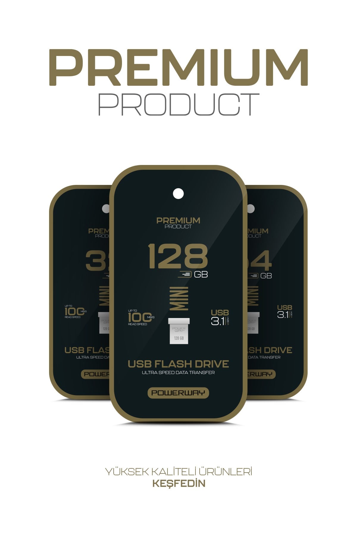 Premium 16 GB Mini USB 3.1 Metal Gövde Ultra Hızlı Flash Bellek Data Traveler