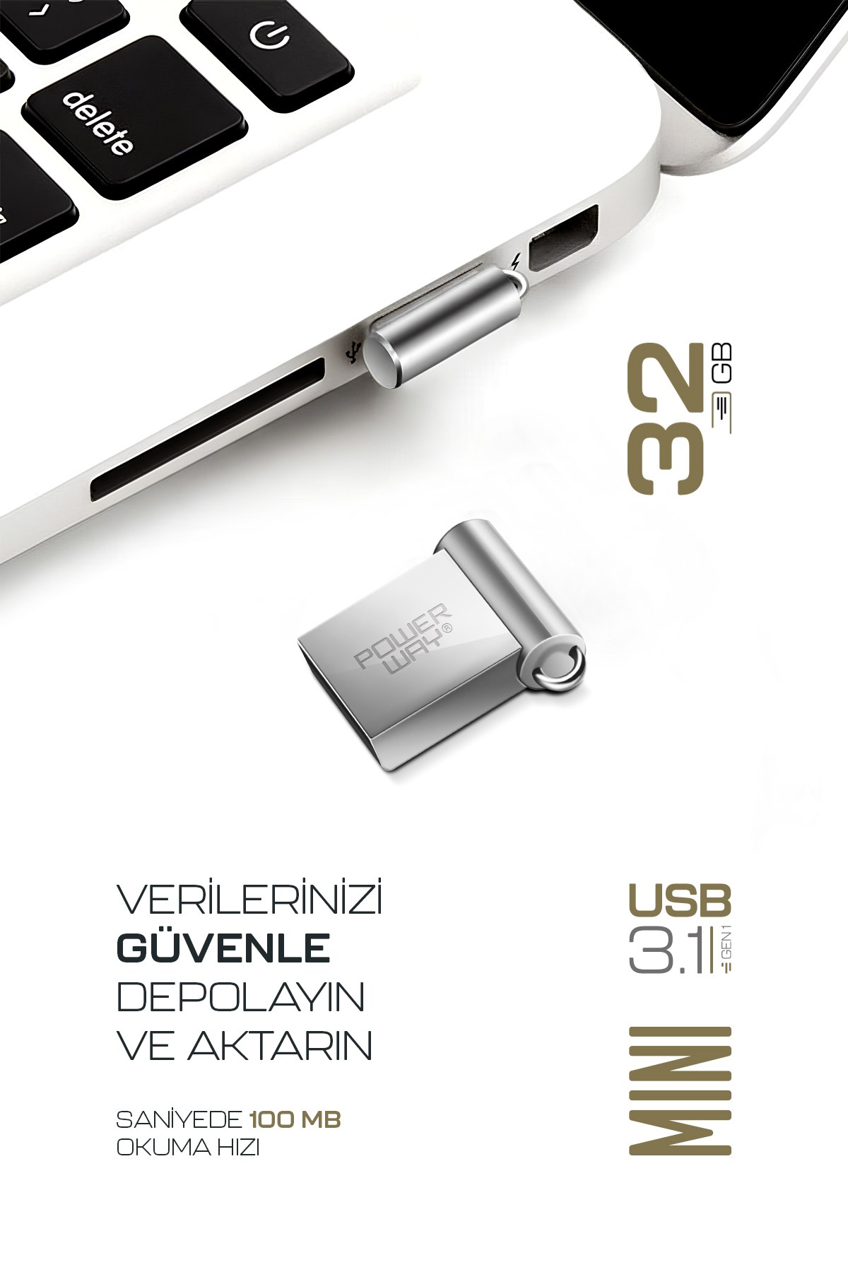 Premium 32 GB Mini USB 3.1 Metal Gövde Ultra Hızlı Flash Bellek Data Traveler