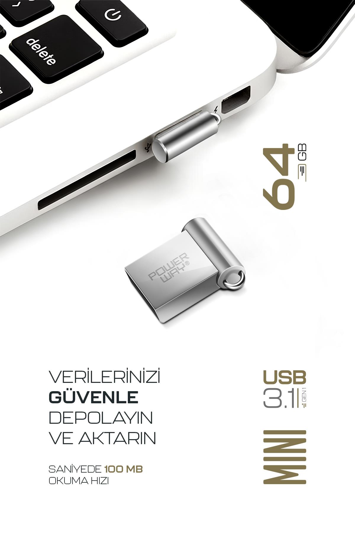 Premium 64 GB Mini USB 3.1 Metal Gövde Ultra Hızlı Flash Bellek Data Traveler