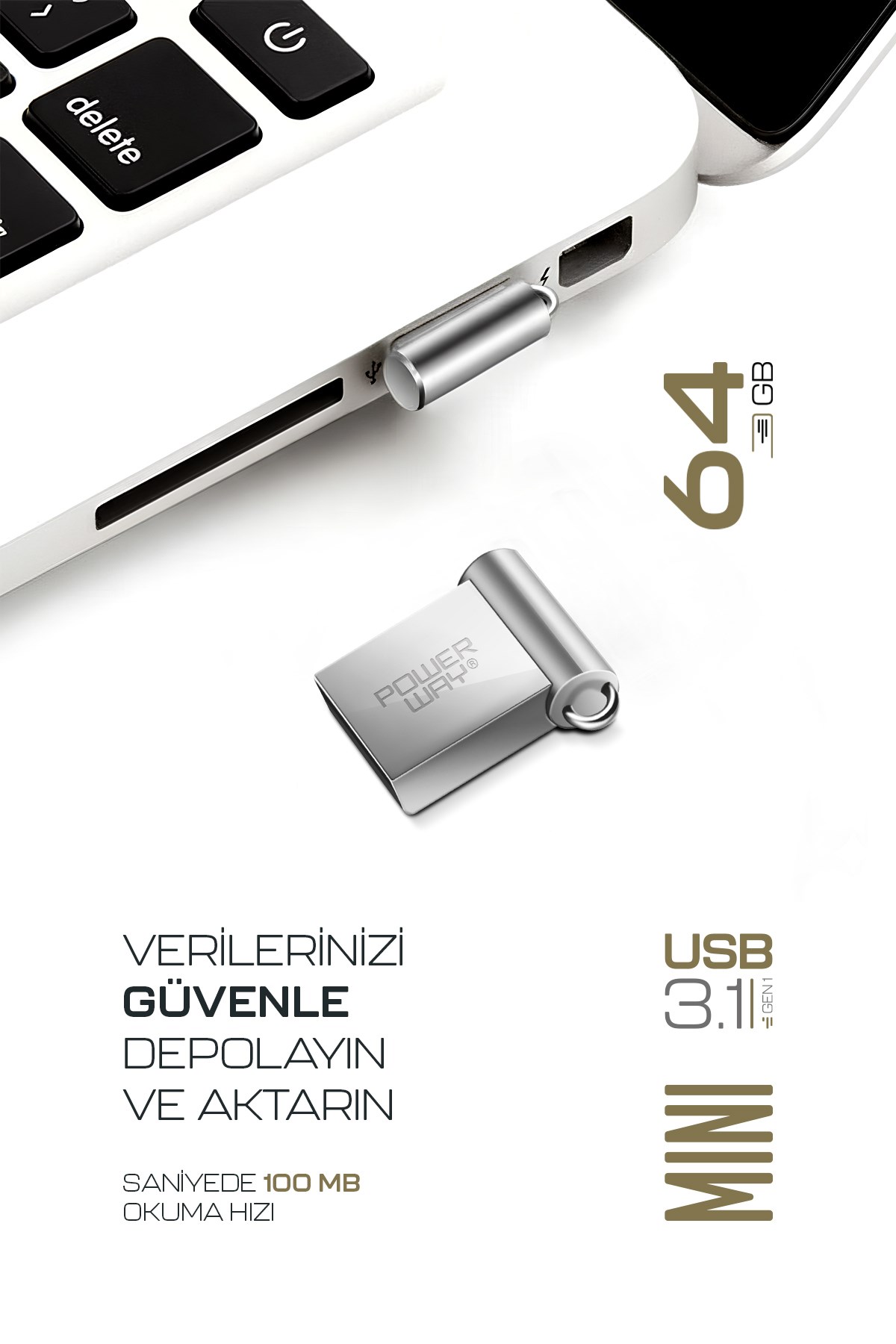 Premium 64 GB Mini USB 3.1 Metal Gövde Ultra Hızlı Flash Bellek Data Traveler